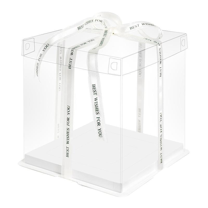 20 PCS Clear Treat Box Box Portable Cake Display Transparent Birthday Cake - 8 INCH(without ribbon)-Single 12