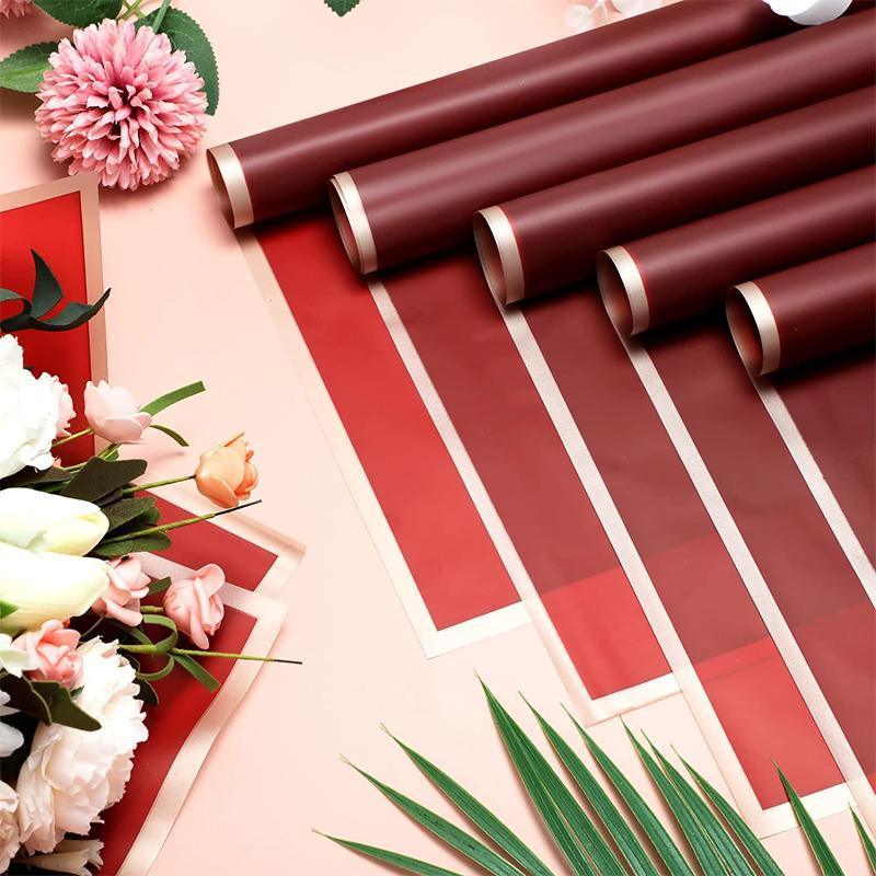 100PCS Waterproof Flower Gift Wrapping Paper Florist Bouquet Craft Packaging - Pink 5