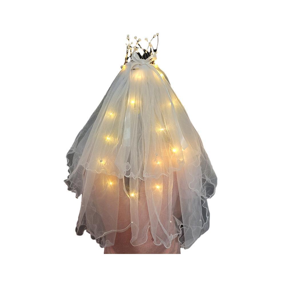 LED Crowns Glowing Headdress Wedding Bride Crowns Pearl Headwear viel party