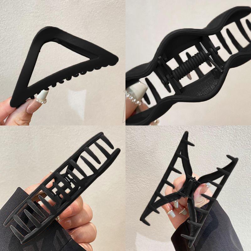 Women's Simple Hair Claws Clip Large Geometric Barrette Ponytail Clamp Hairpin - Black 4
