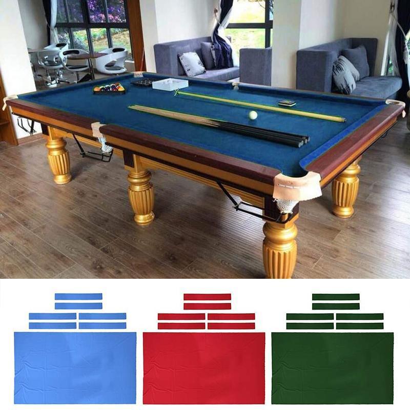7Pcs Billiard Snooker Pool Table Cover Cloth W/ Felt Strip Heavy Duty 9FT - Red 4