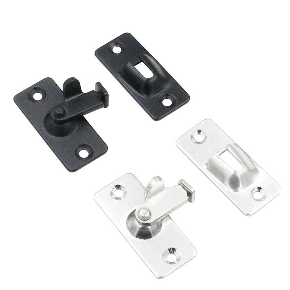90 Degree Sliding Door Lock Hasp - Stainless Steel Corner Latch - Silver-2PCS