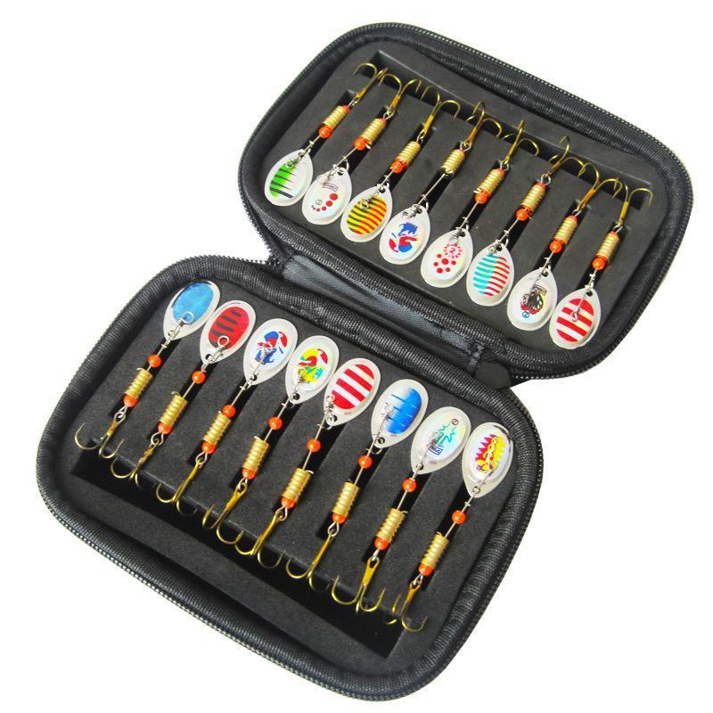 10/16PCS Fishing Lure Spinners Baits Spoon Set with Tackle Bag Trout Bass Tackle - B(10PCS) 6