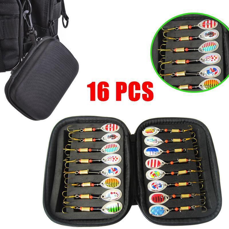 10/16PCS Fishing Lure Spinners Baits Spoon Set with Tackle Bag Trout Bass Tackle - A(16PCS) 3