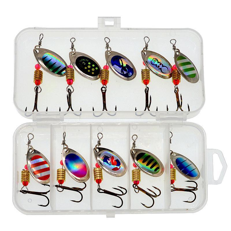 10/16PCS Fishing Lure Spinners Baits Spoon Set with Tackle Bag Trout Bass Tackle - A(16PCS) 7