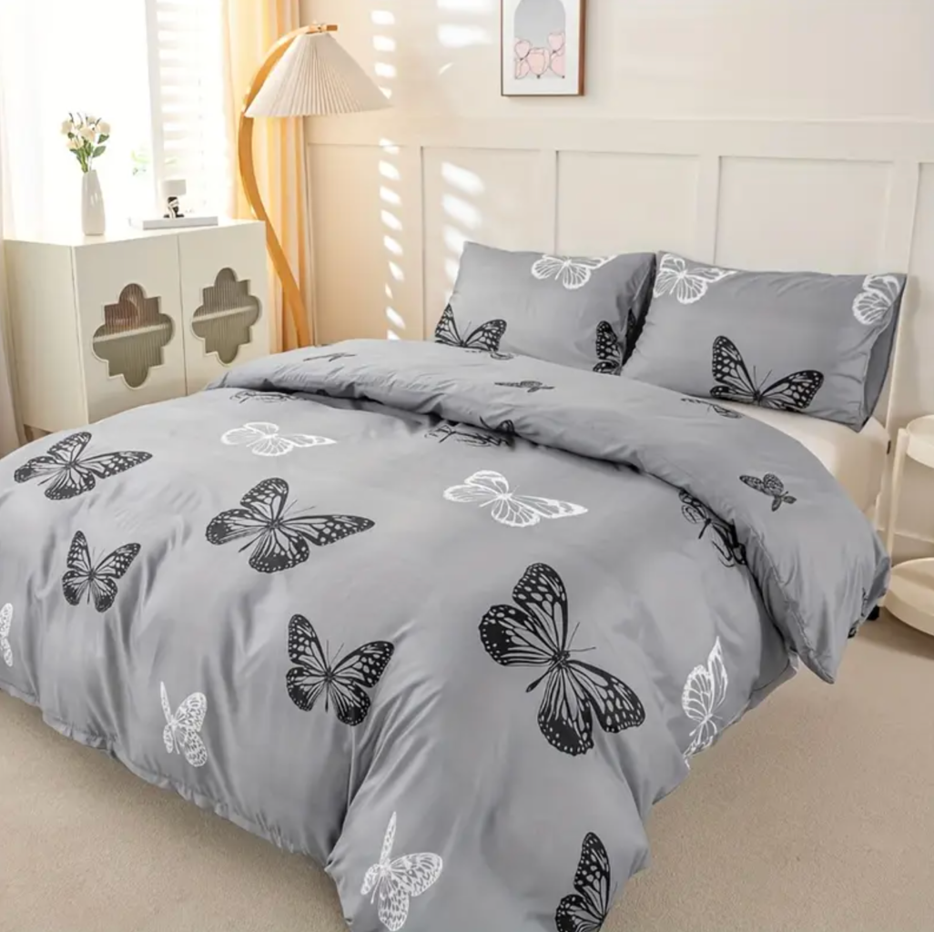 Dreamfields - Mono Papilio Quilt Cover Set - (2pcs, King Single Size)