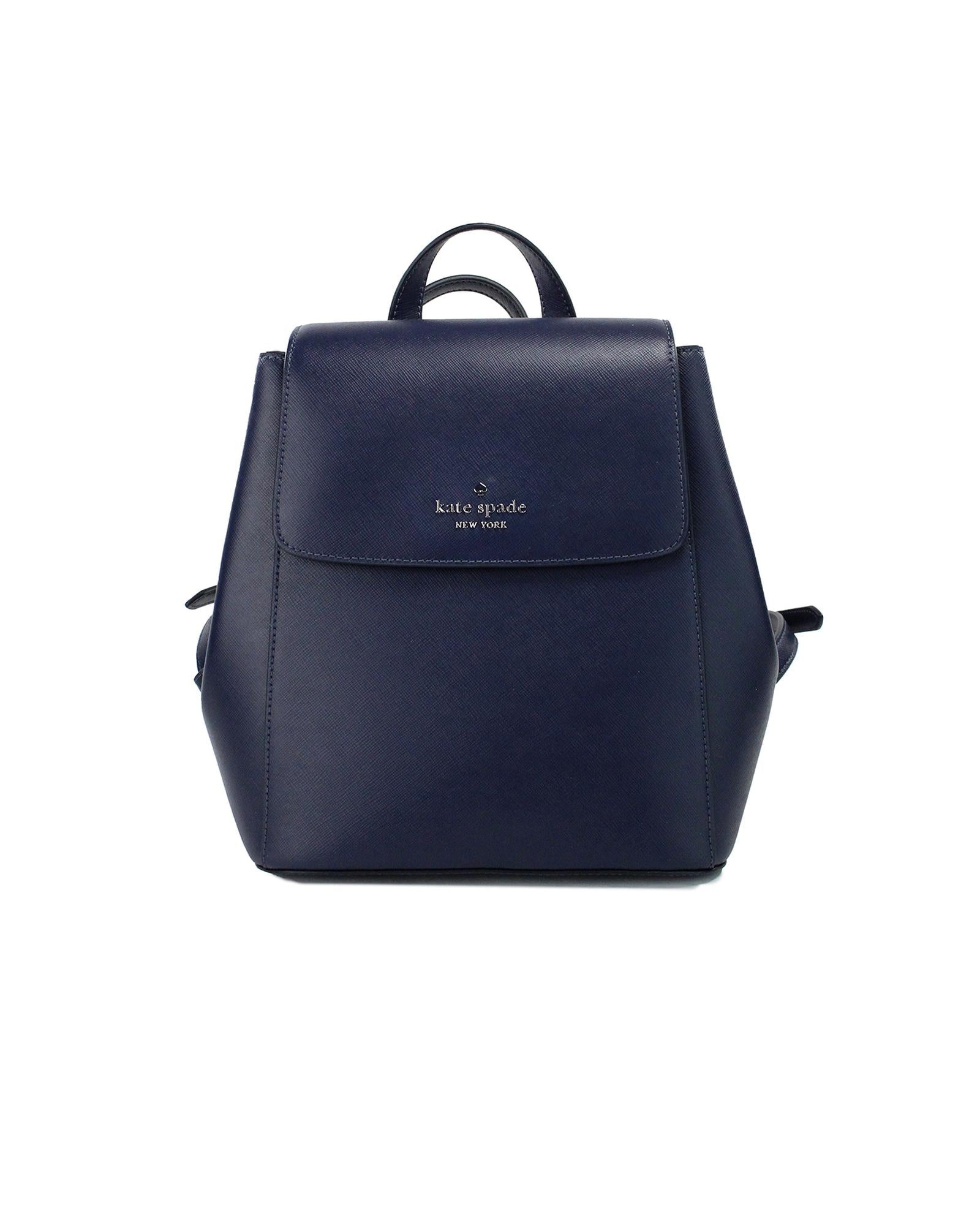 Kate Spade Women's Madison Navy Saffiano Leather Medium Flap Shoulder Backpack Bag - One Size