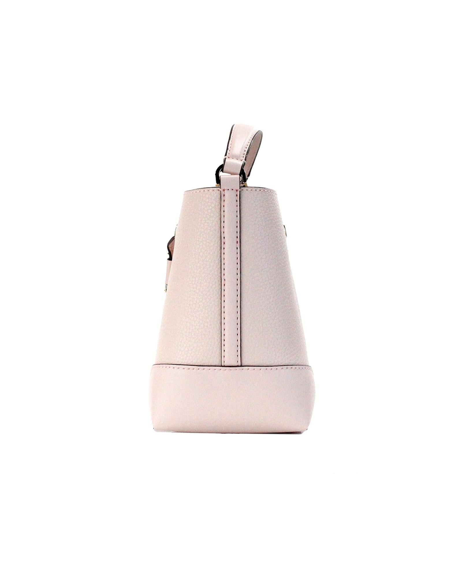 Michael Kors Women's Mercer Small Powder Blush Pebble Leather Bucket Crossbody Bag Purse - One Size