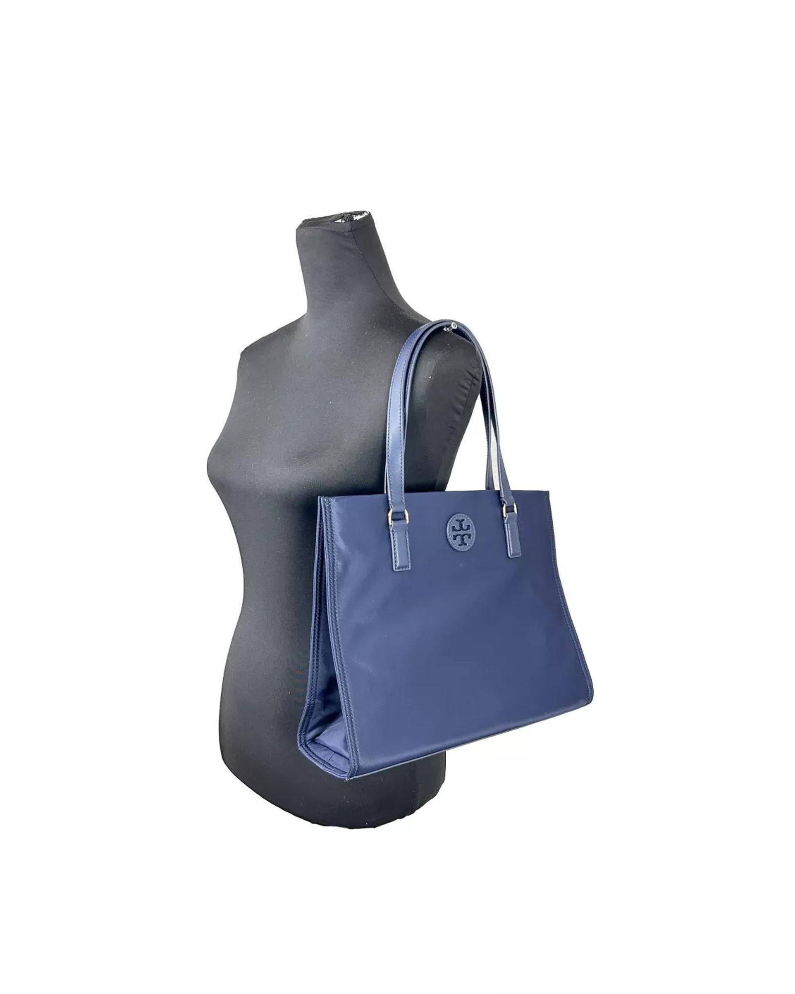 Tory Burch Women's Navy Ella Small Nylon Tote Bag Purse 160633 - One Size 3