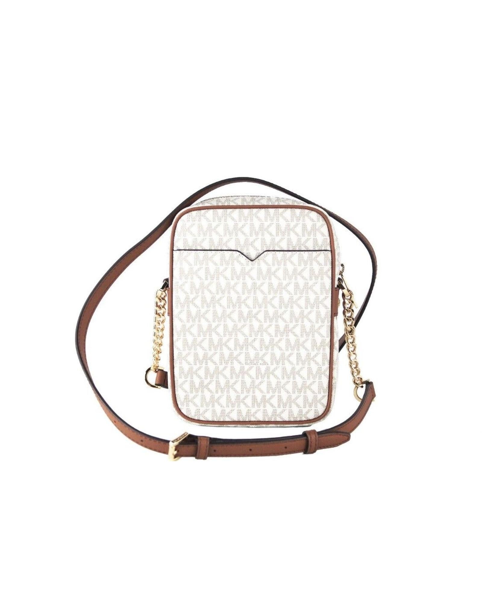 Michael Kors Women's Jet Set Medium Vanilla PVC North South Chain Crossbody Handbag - One Size 3
