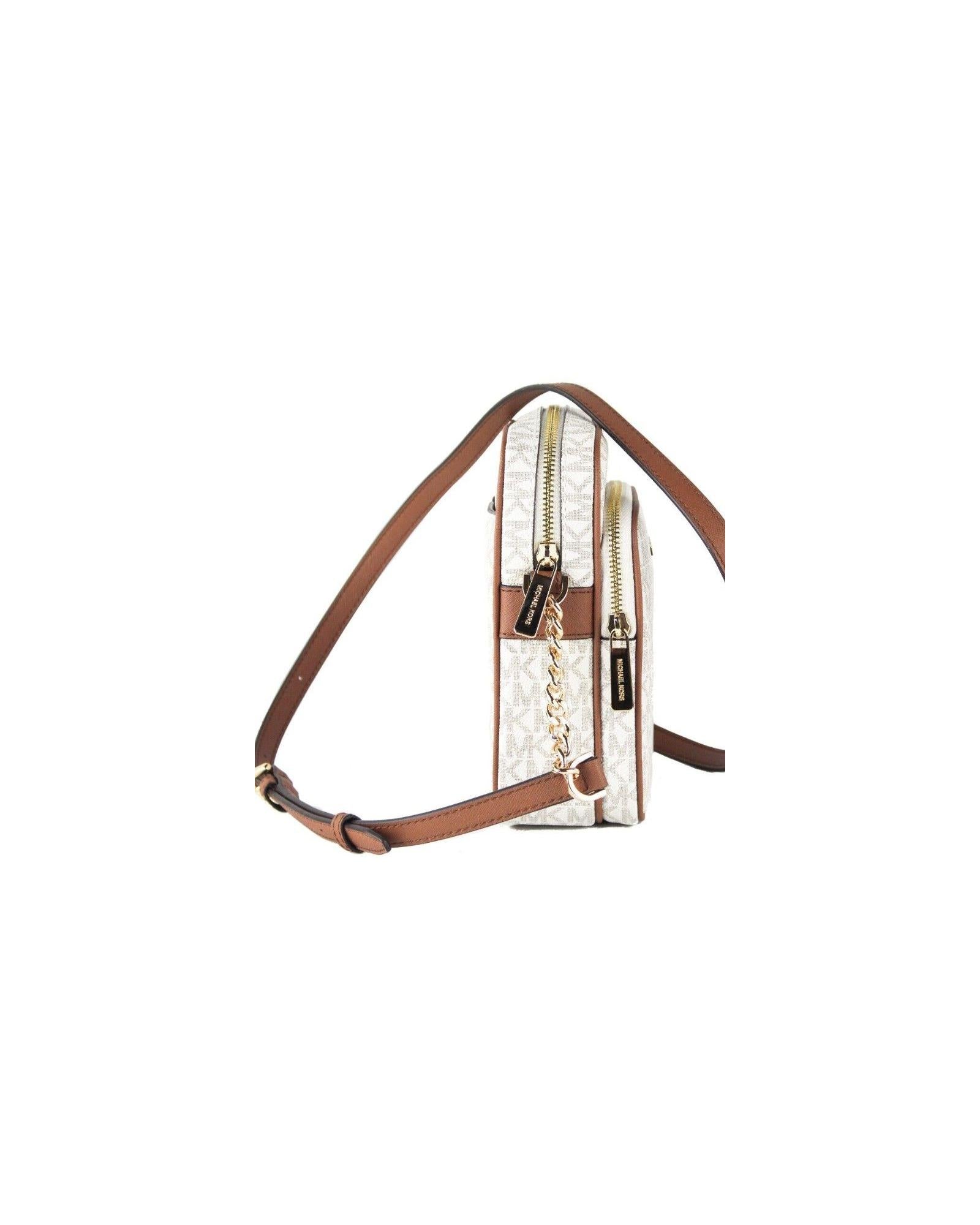 Michael Kors Women's Jet Set Medium Vanilla PVC North South Chain Crossbody Handbag - One Size 4
