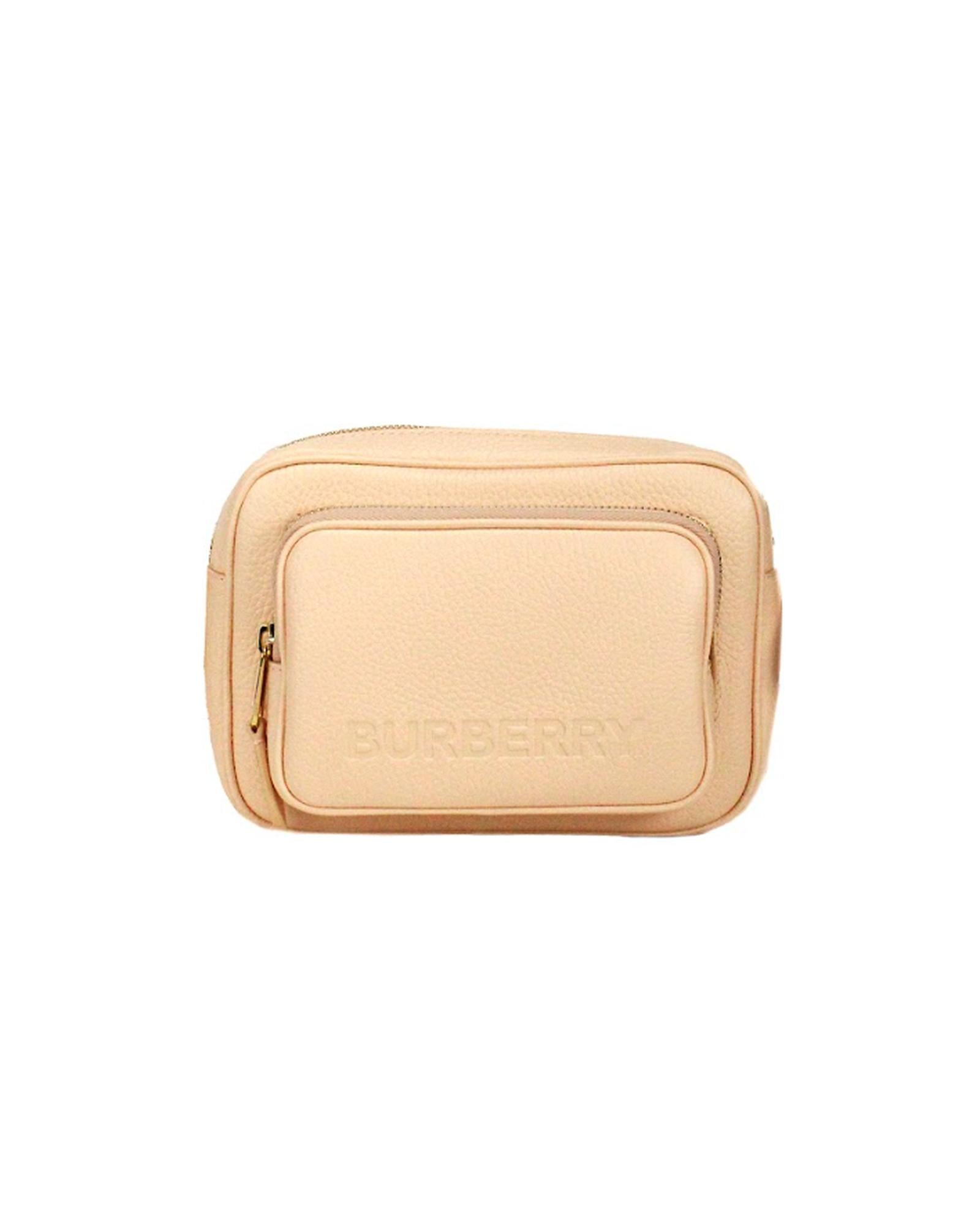 Burberry Women's Small Branded Peach Pink Grainy Leather Camera Crossbody Bag - One Size