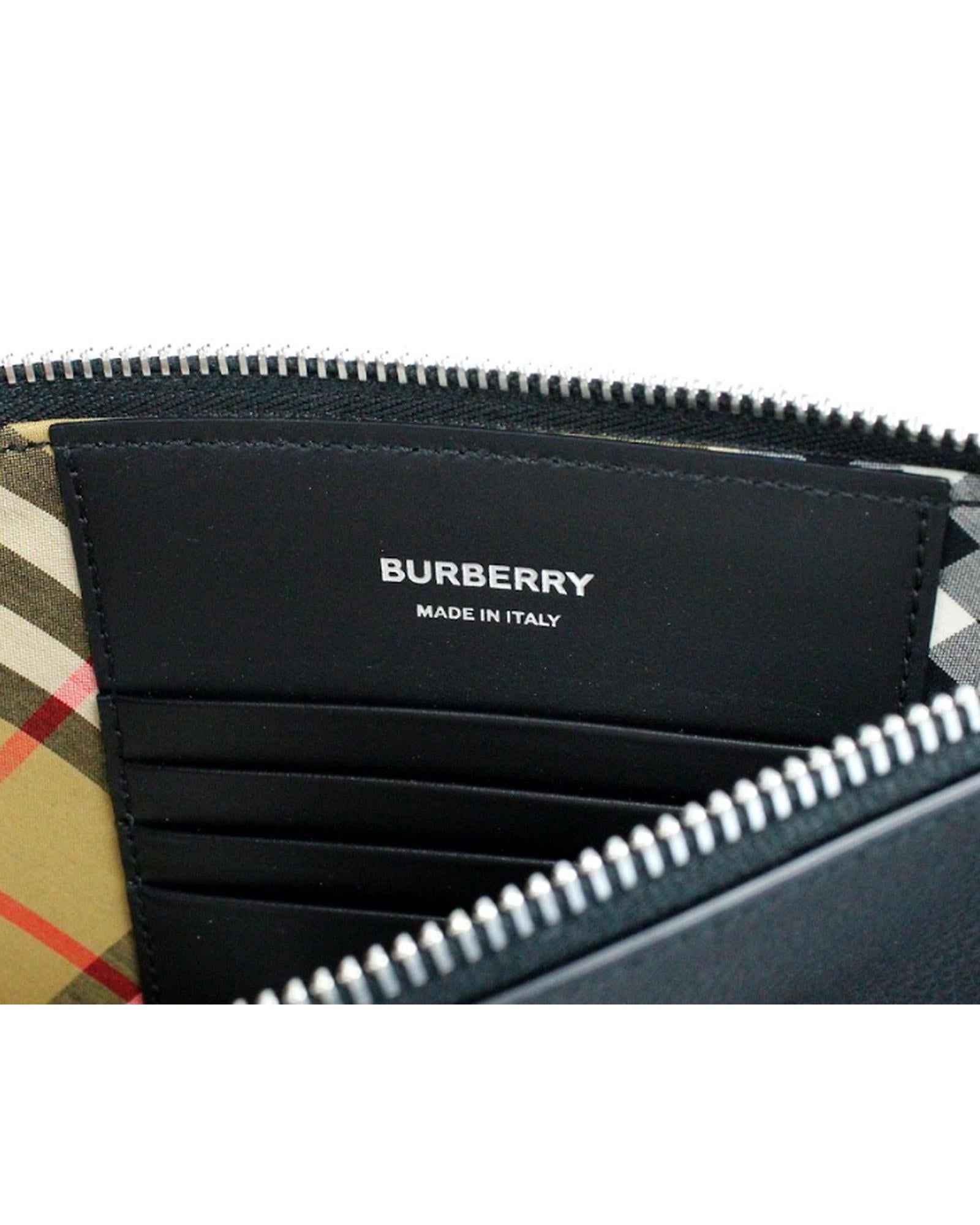 Burberry Women's Peyton Monogram Black Leather Pouch Crossbody Bag Purse - One Size 4