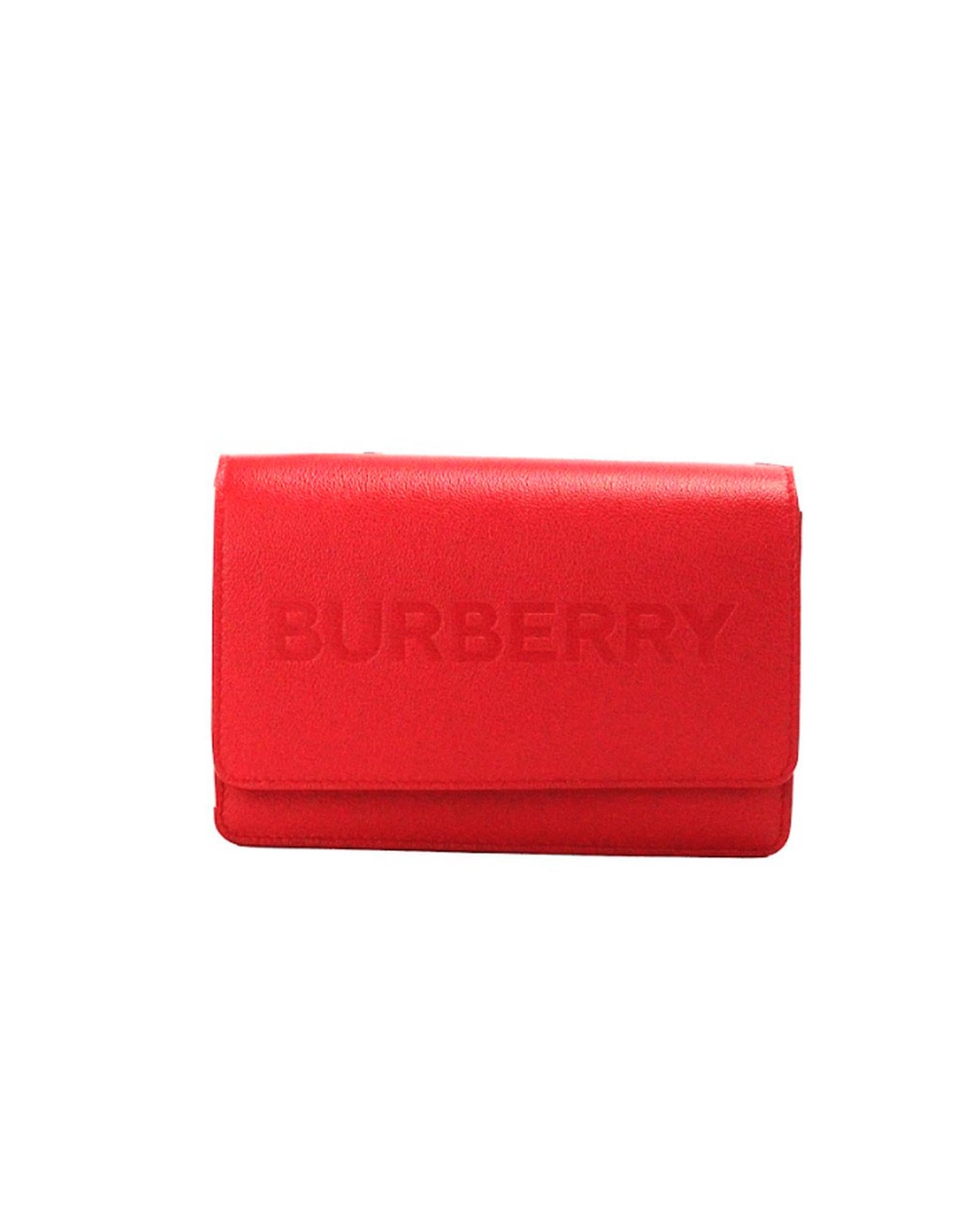 Burberry Women's Hampshire Small Red Embossed Logo Smooth Leather Crossbody Bag - One Size