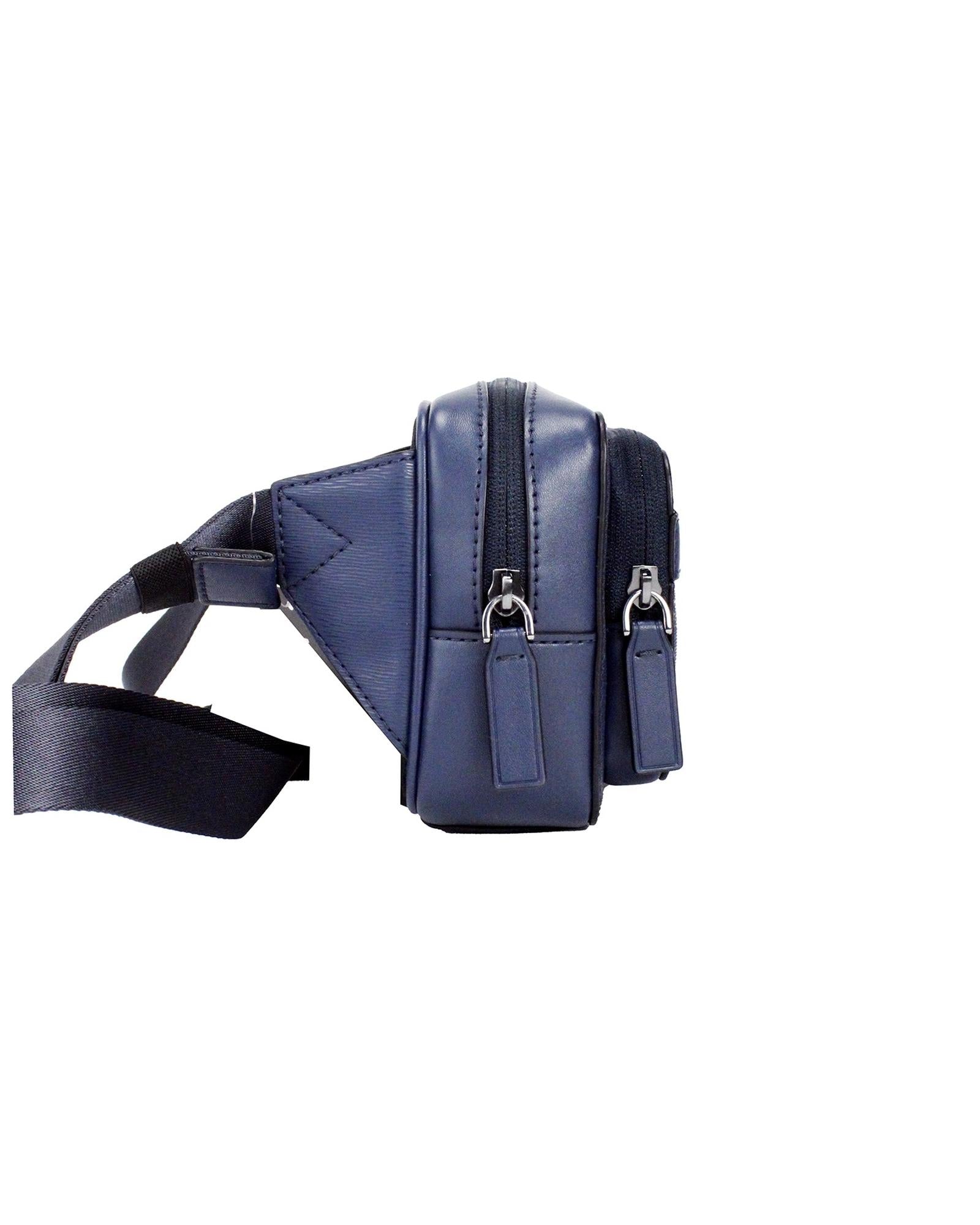 Michael Kors Women's Cooper Small Navy Blue Smooth Leather Double Zip Belt Bag - One Size
