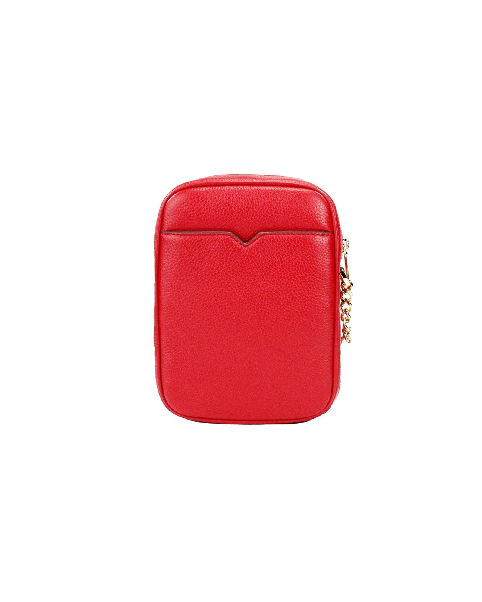 Michael Kors Women's Jet Set Bright Red Pebbled Leather North South Chain Crossbody Bag - One Size 3