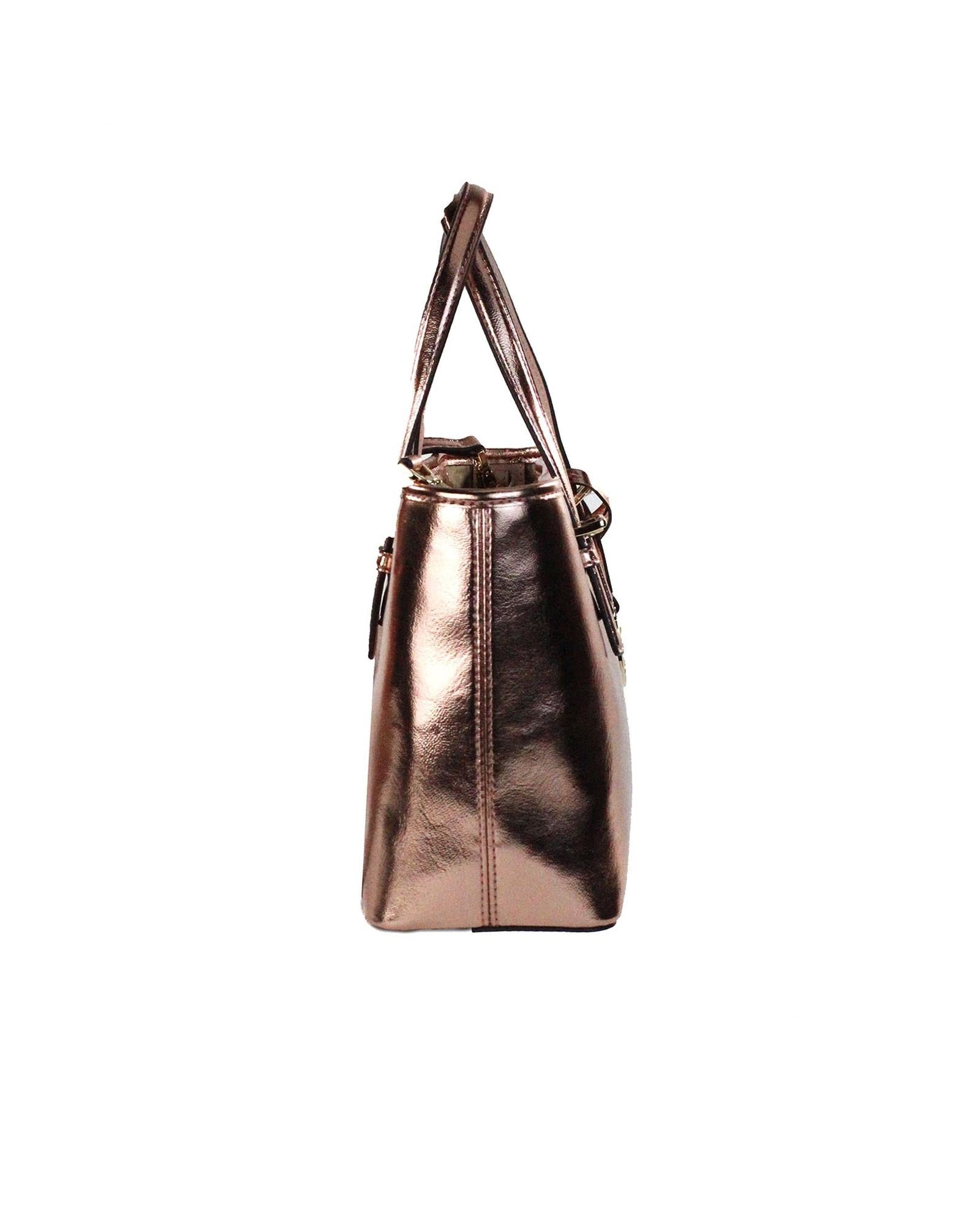 Michael Kors Women's Jet Set Primrose Metallic XS Carryall Top Zip Tote Bag Purse - One Size