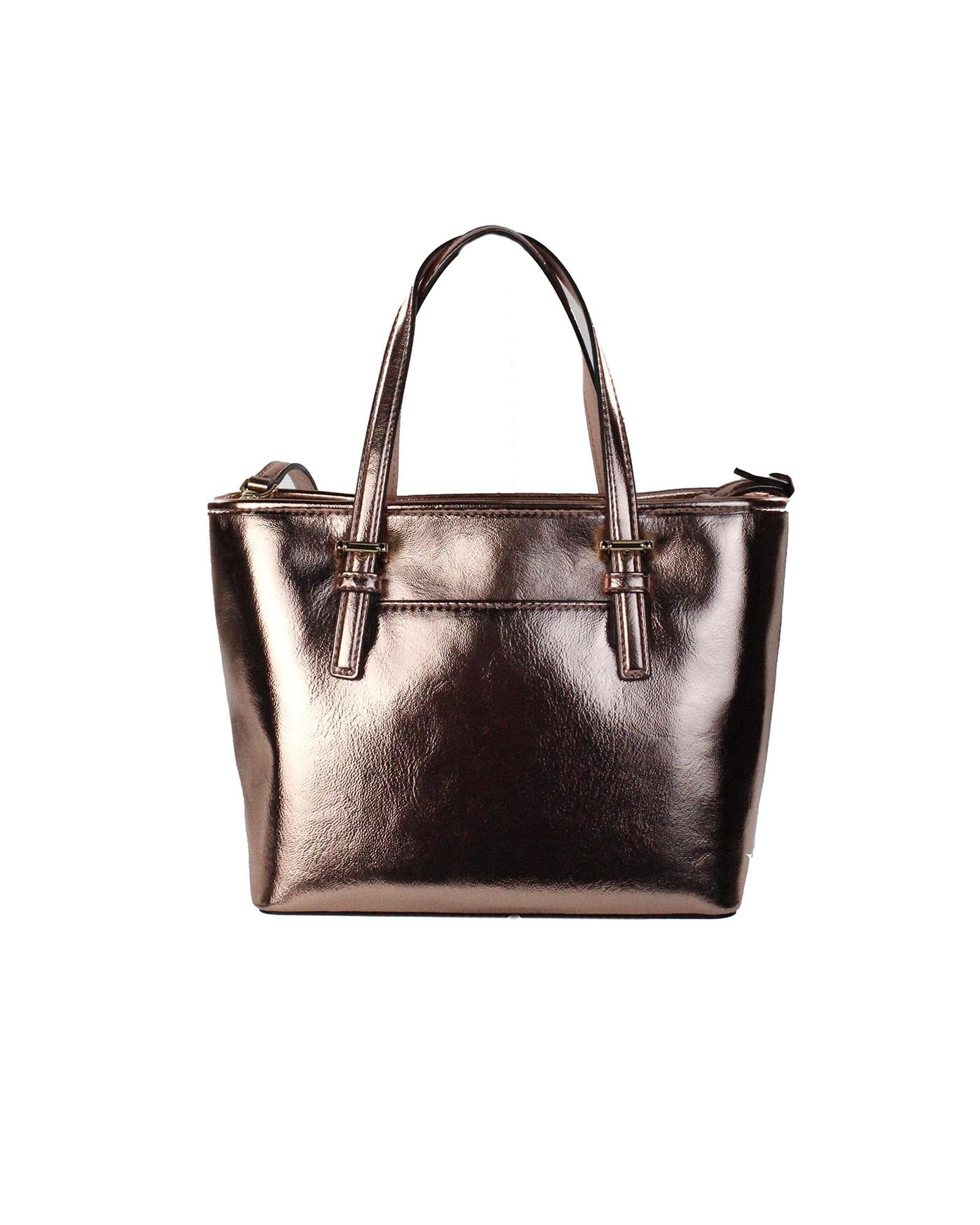 Michael Kors Women's Jet Set Primrose Metallic XS Carryall Top Zip Tote Bag Purse - One Size 3
