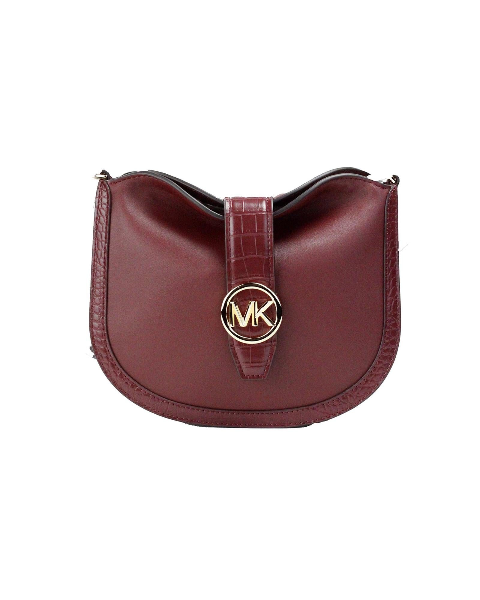Michael Kors Women's Gabby Small Dark Cherry Leather Foldover Hobo Crossbody Bag - One Size