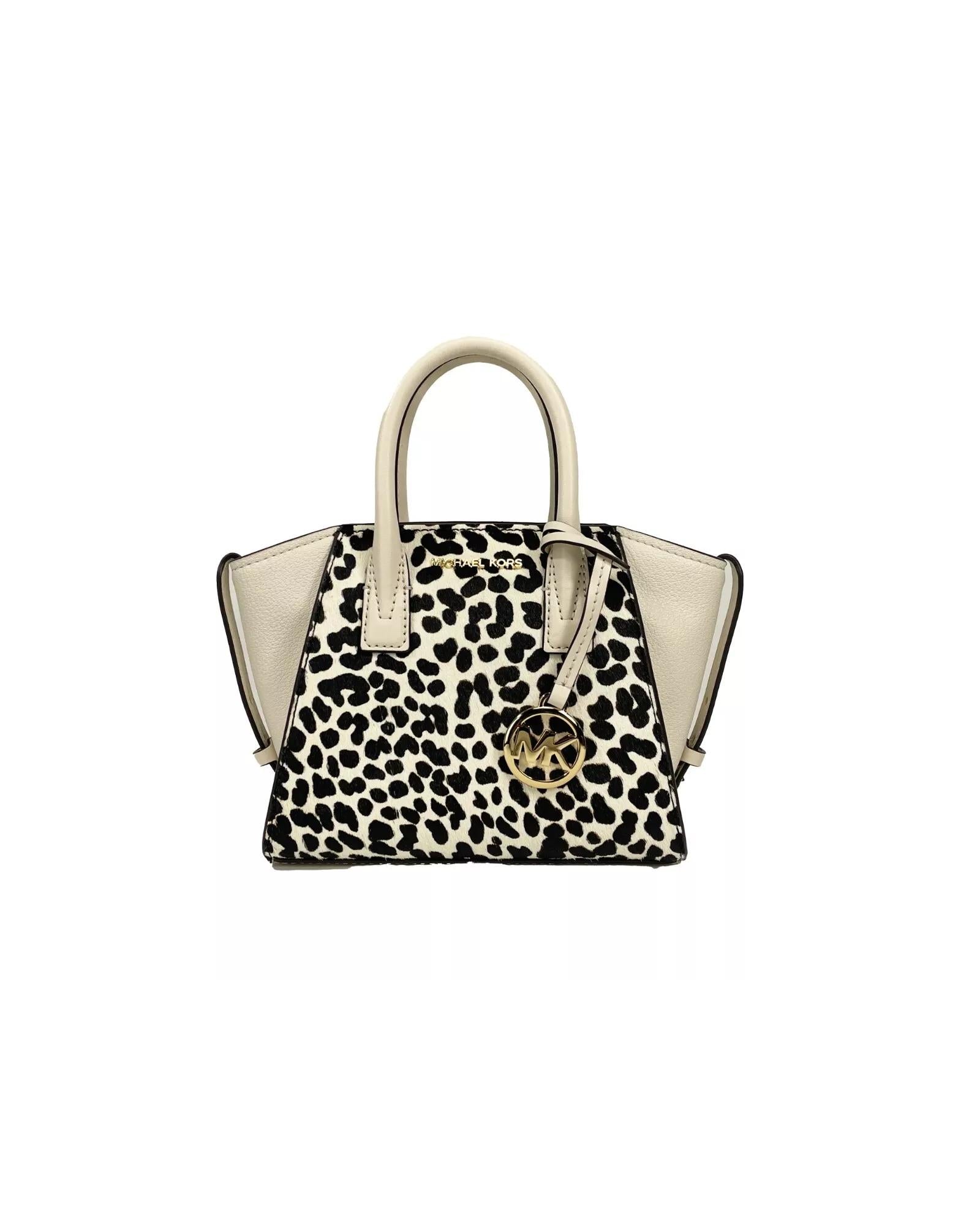 Michael Kors Women's Avril XS Cream Cheetah Satchel Crossbody Bag Purse - One Size