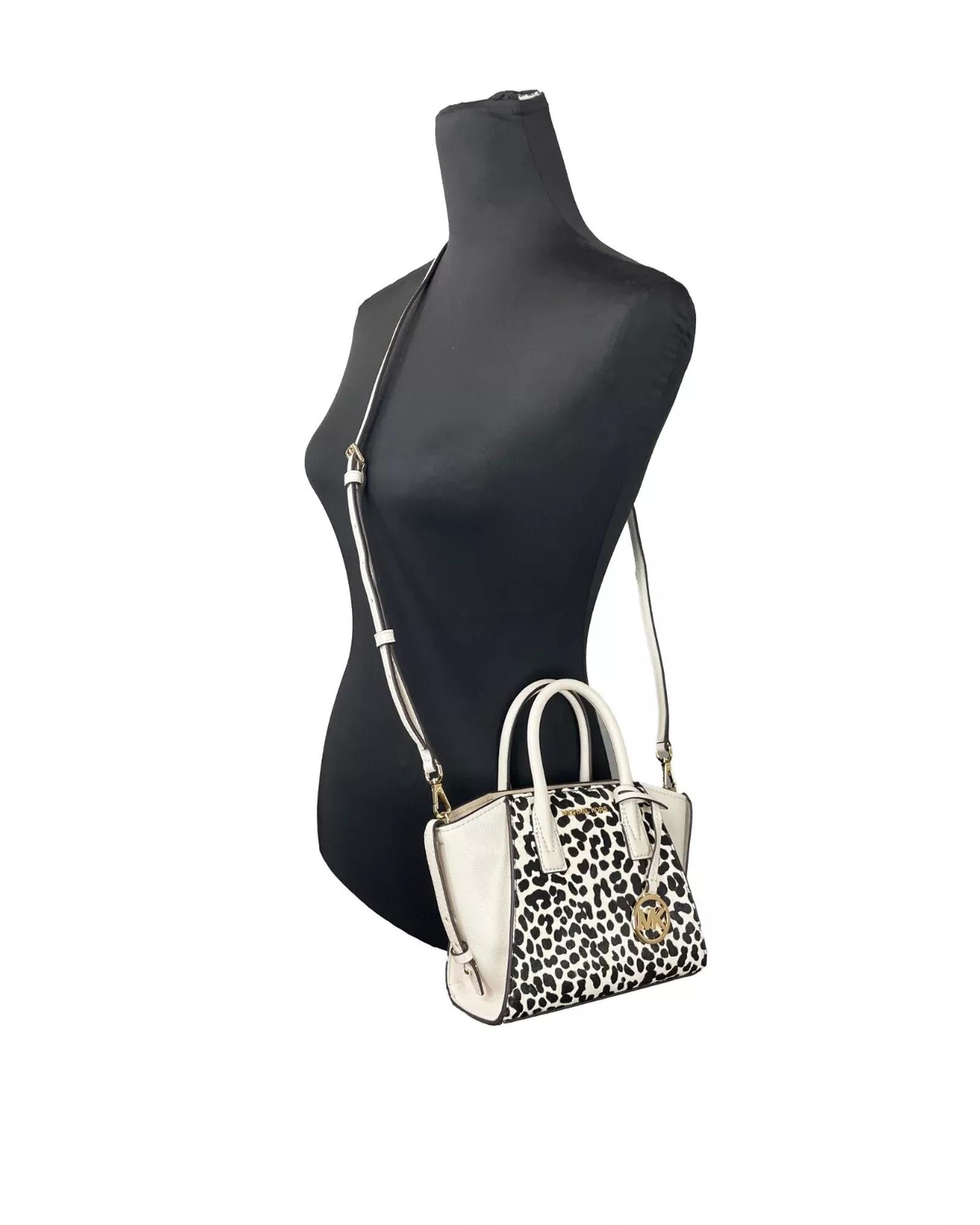 Michael Kors Women's Avril XS Cream Cheetah Satchel Crossbody Bag Purse - One Size 3