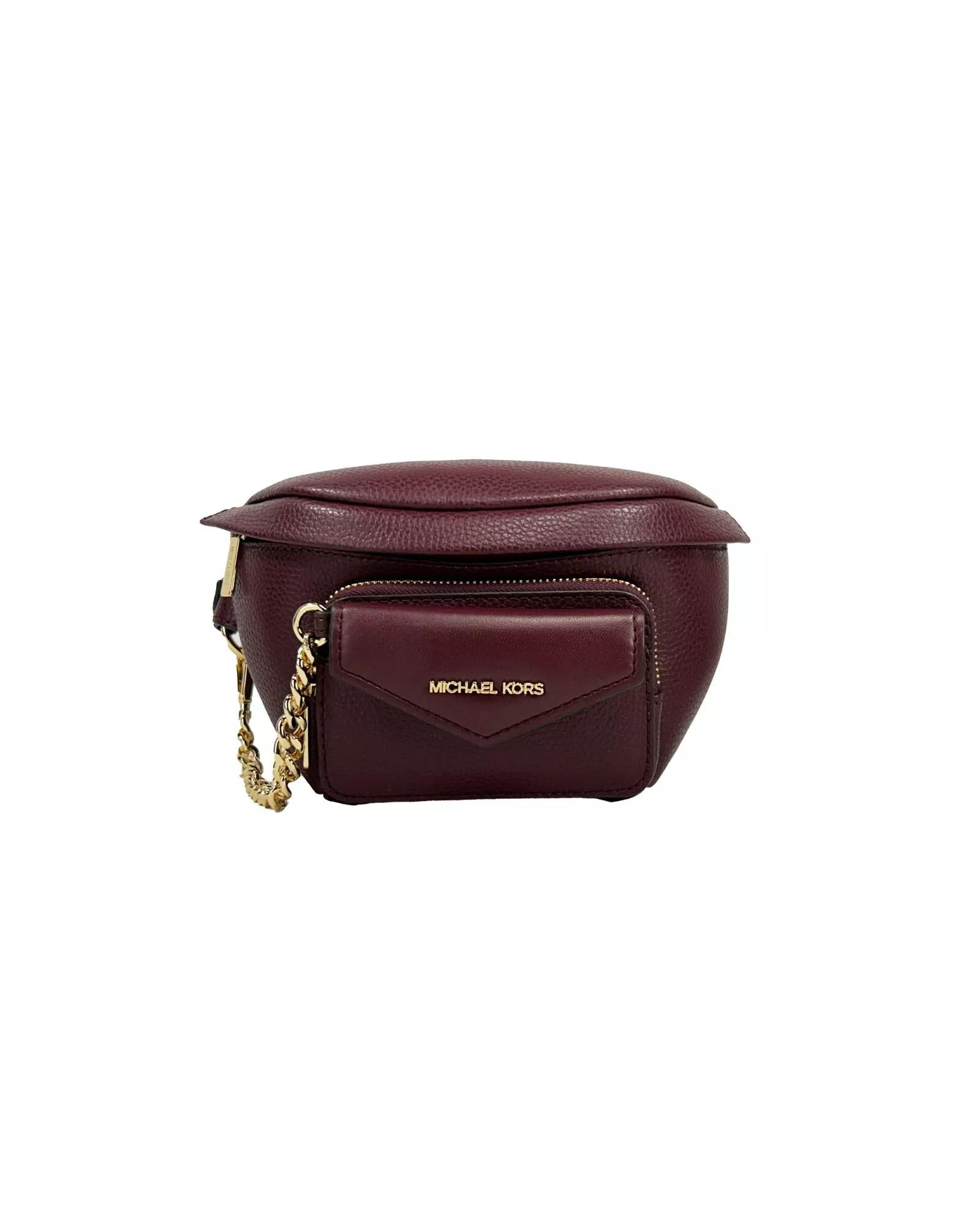 Michael Kors Women's Leather Maise 2 in 1 Fanny Waist Pack Bag Maroon - One Size