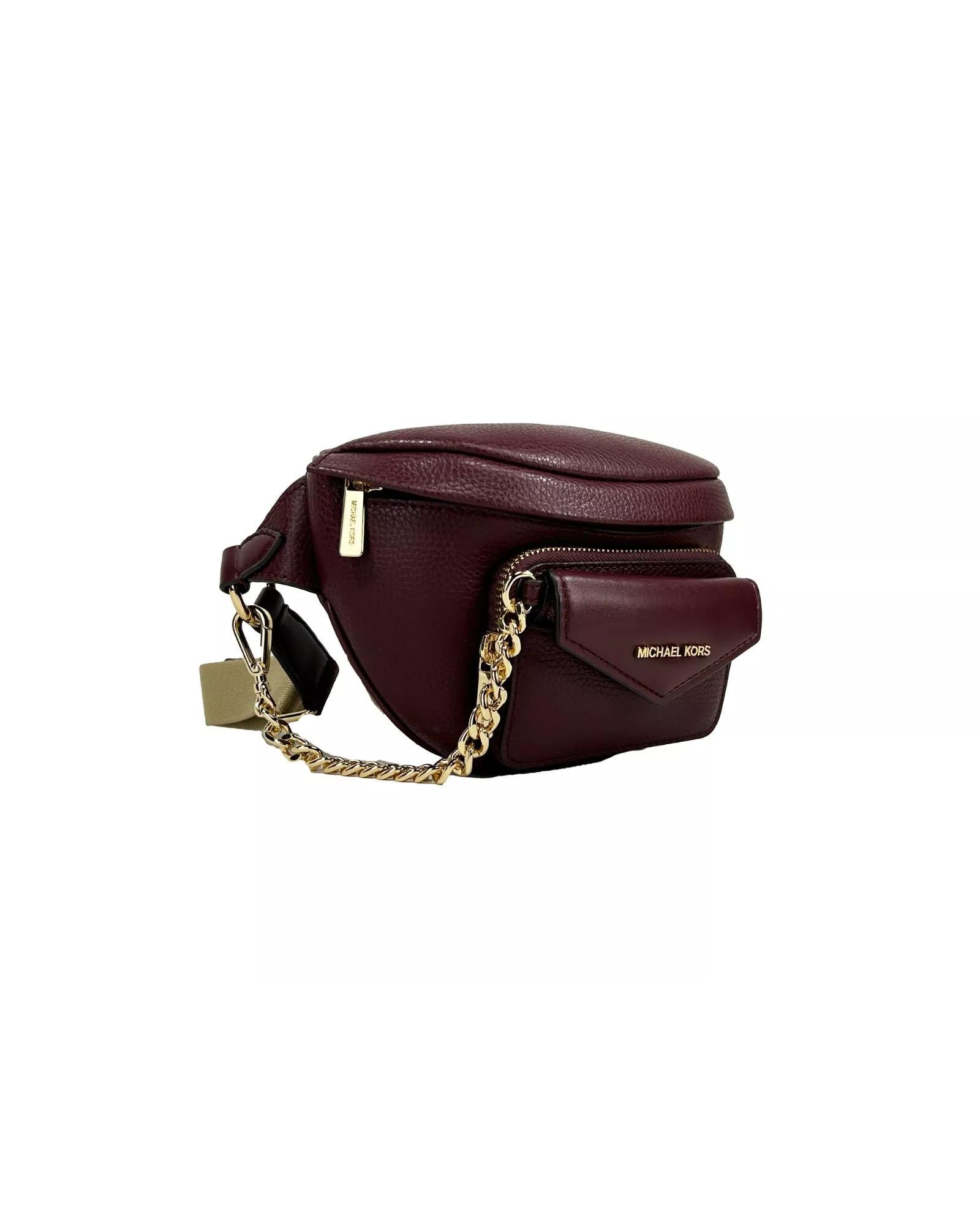 Michael Kors Women's Leather Maise 2 in 1 Fanny Waist Pack Bag Maroon - One Size 3