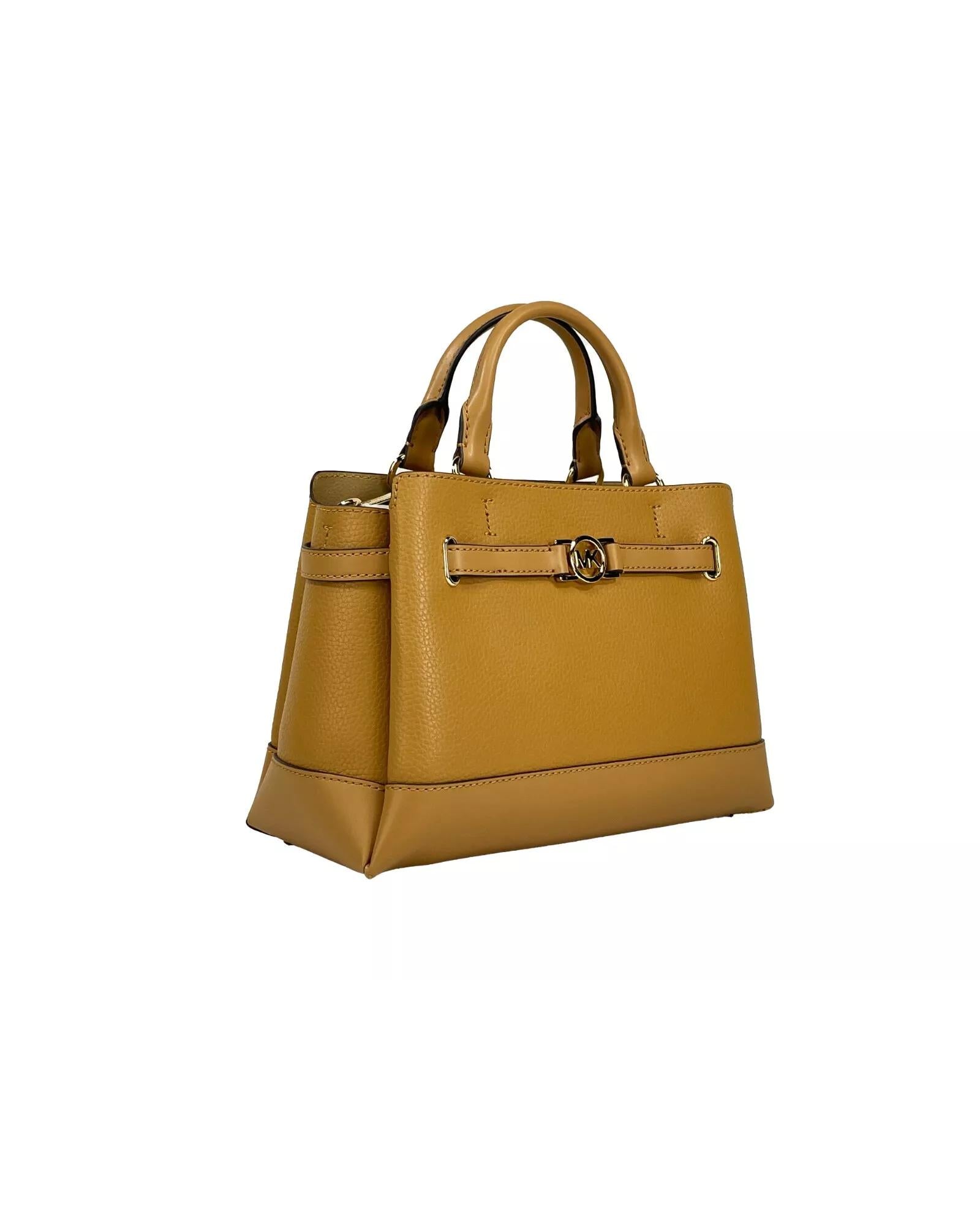 Michael Kors Women's Reed Small Leather Belted Satchel Crossbody Bag Brown - One Size