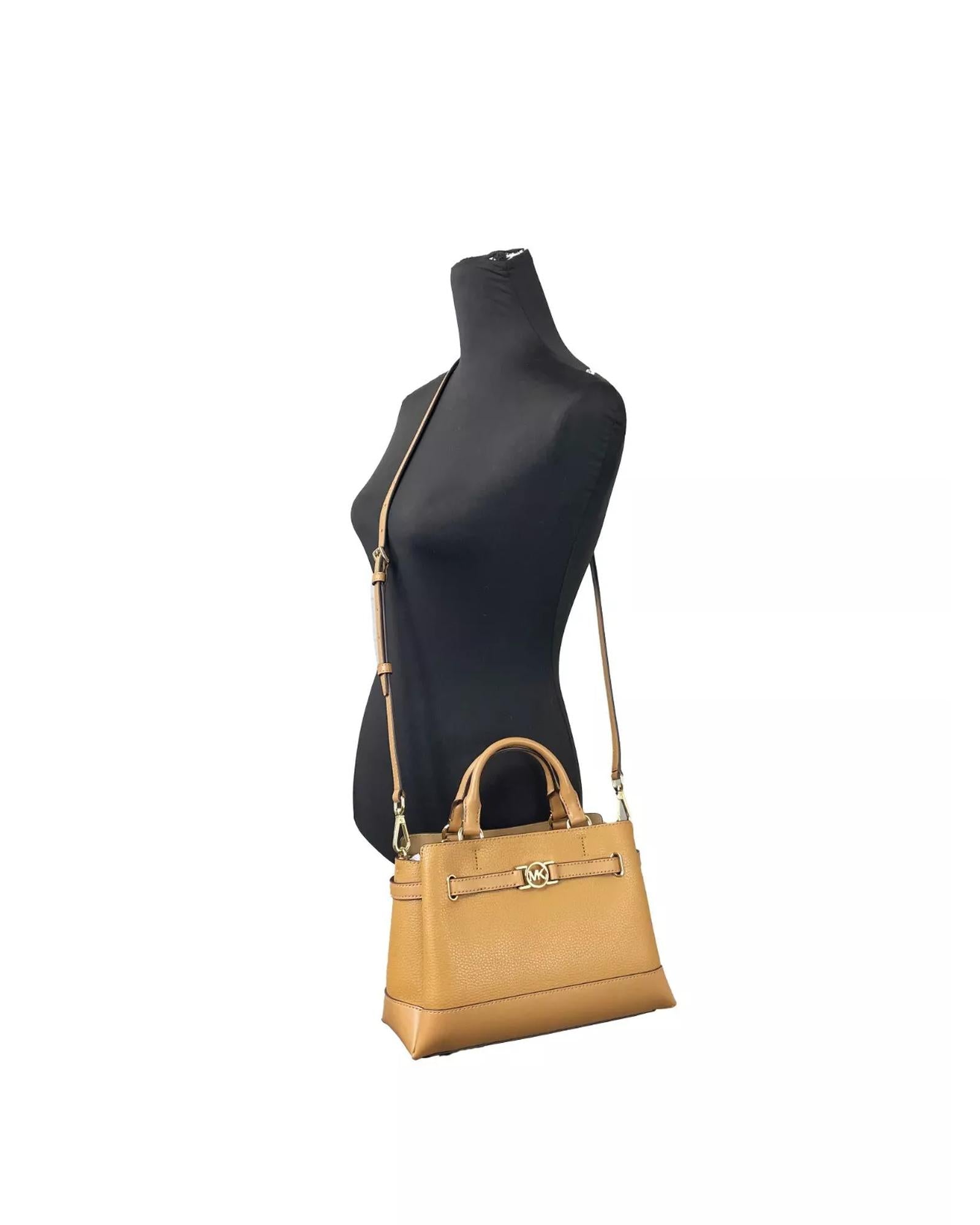 Michael Kors Women's Reed Small Leather Belted Satchel Crossbody Bag Brown - One Size