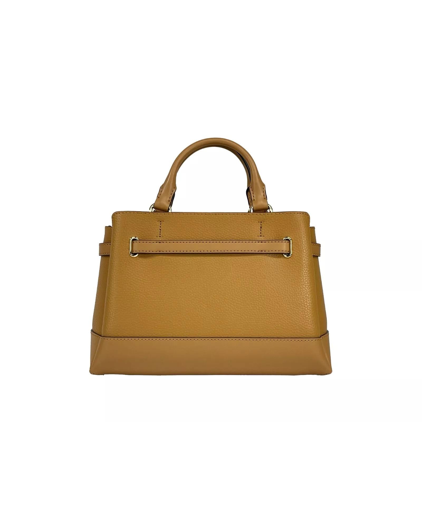 Michael Kors Women's Reed Small Leather Belted Satchel Crossbody Bag Brown - One Size 3