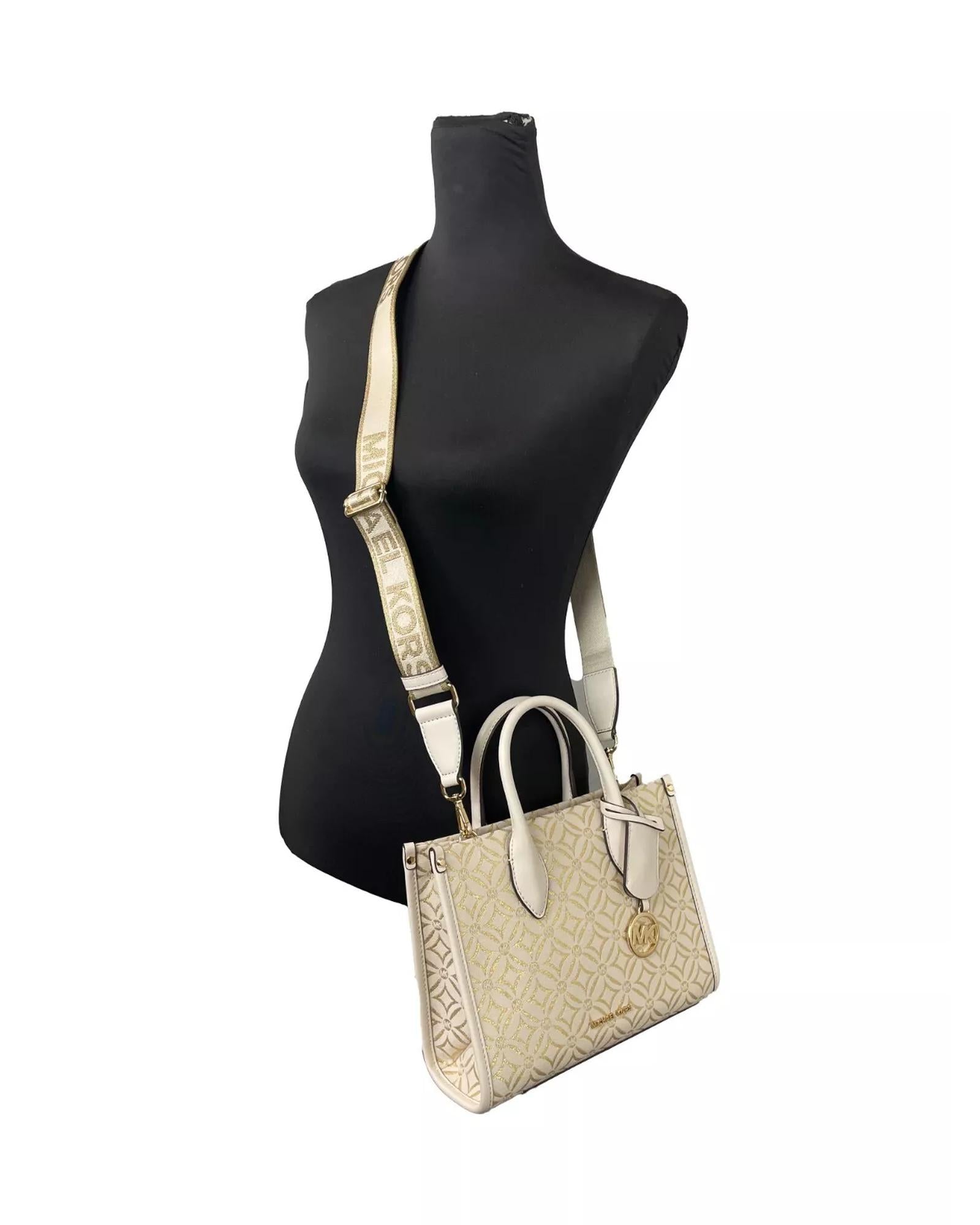 Michael Kors Women's Mirella Small Top Zip Crossbody Tote Bag Creme - One Size 3