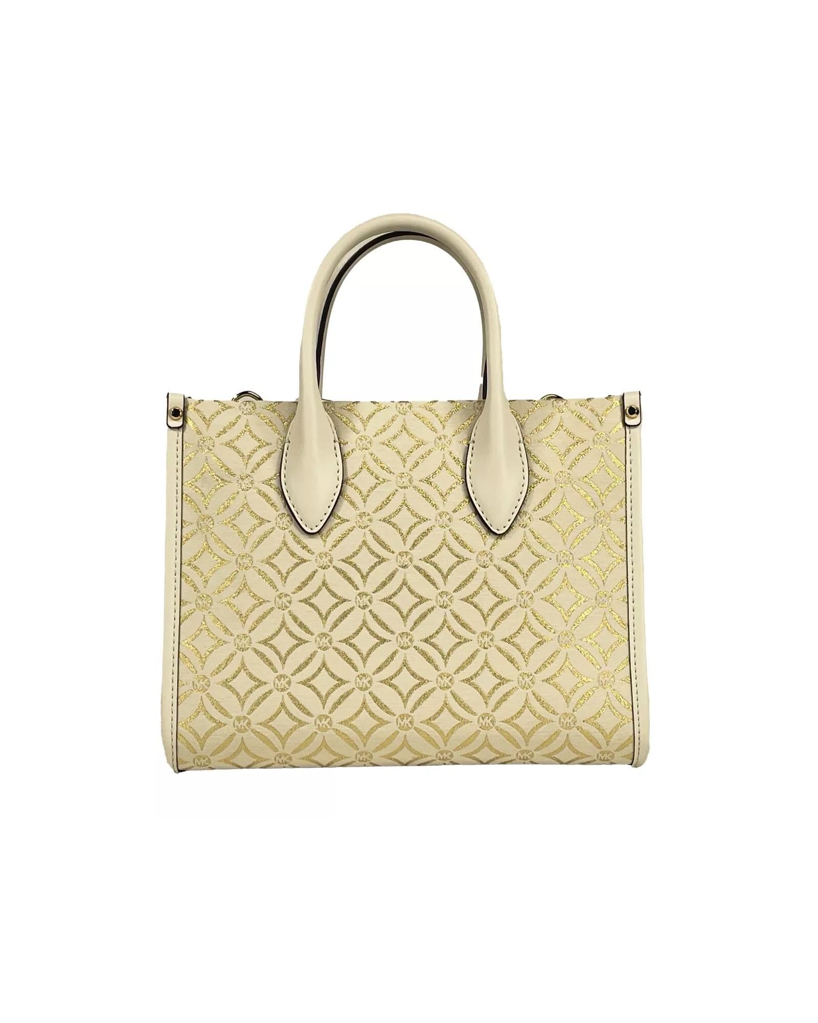 Michael Kors Women's Mirella Small Top Zip Crossbody Tote Bag Creme - One Size 4