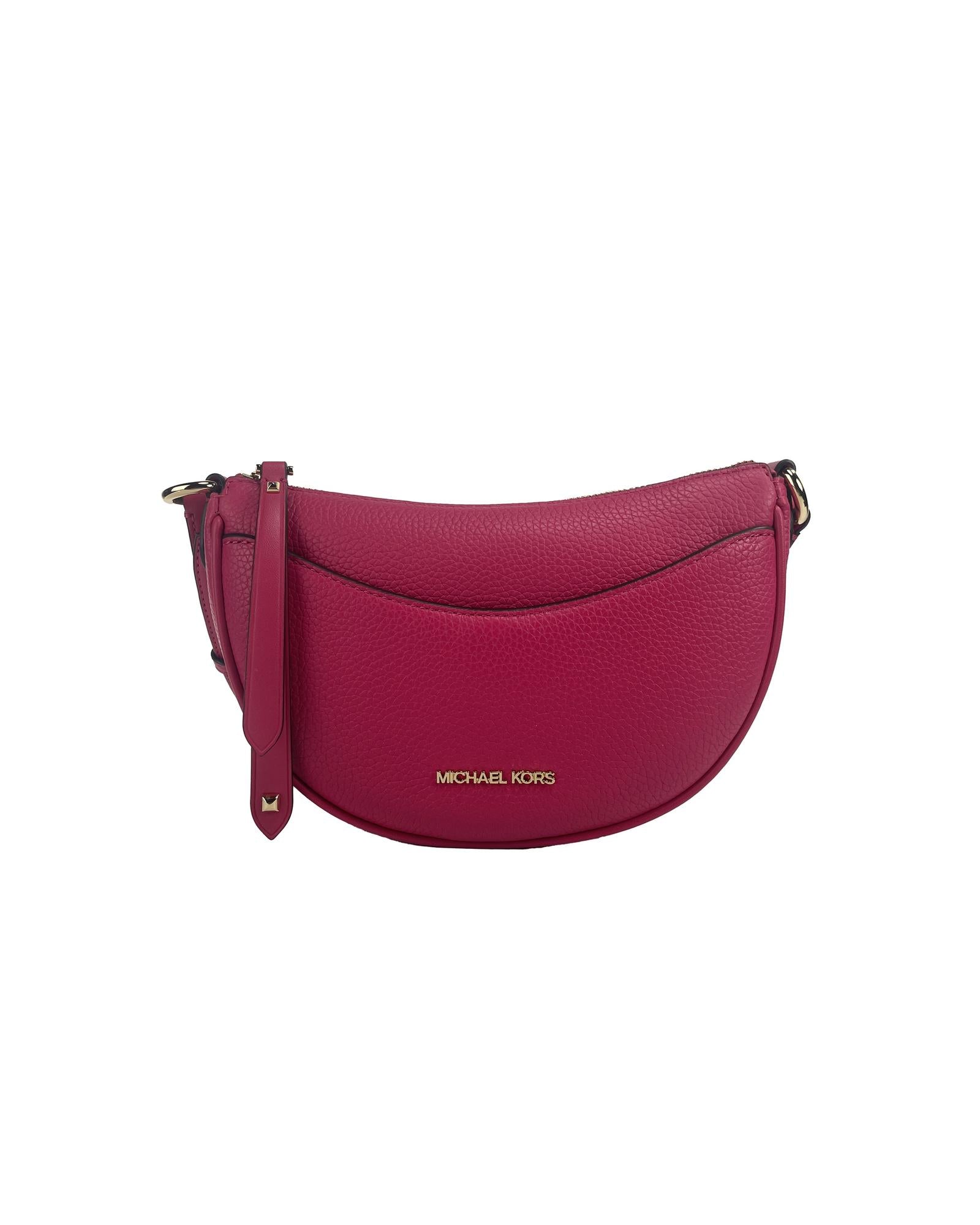 Michael Kors Women's Dover Small Pink Half Moon Crossbody Bag Purse - One Size