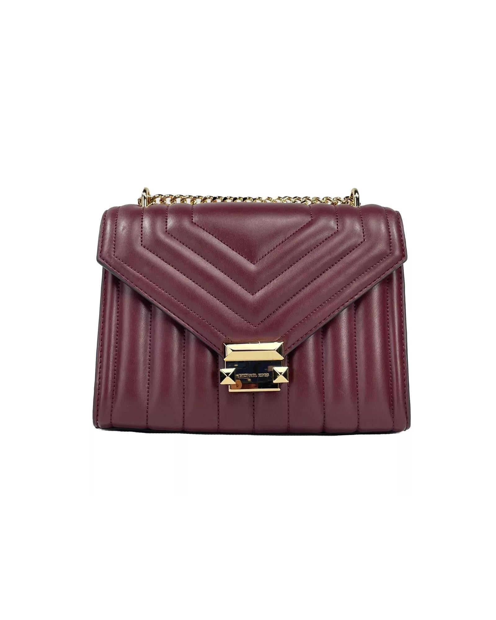 Michael Kors Women's Whitney Medium Chain Shoulder Flap Crossbody Oxblood - One Size