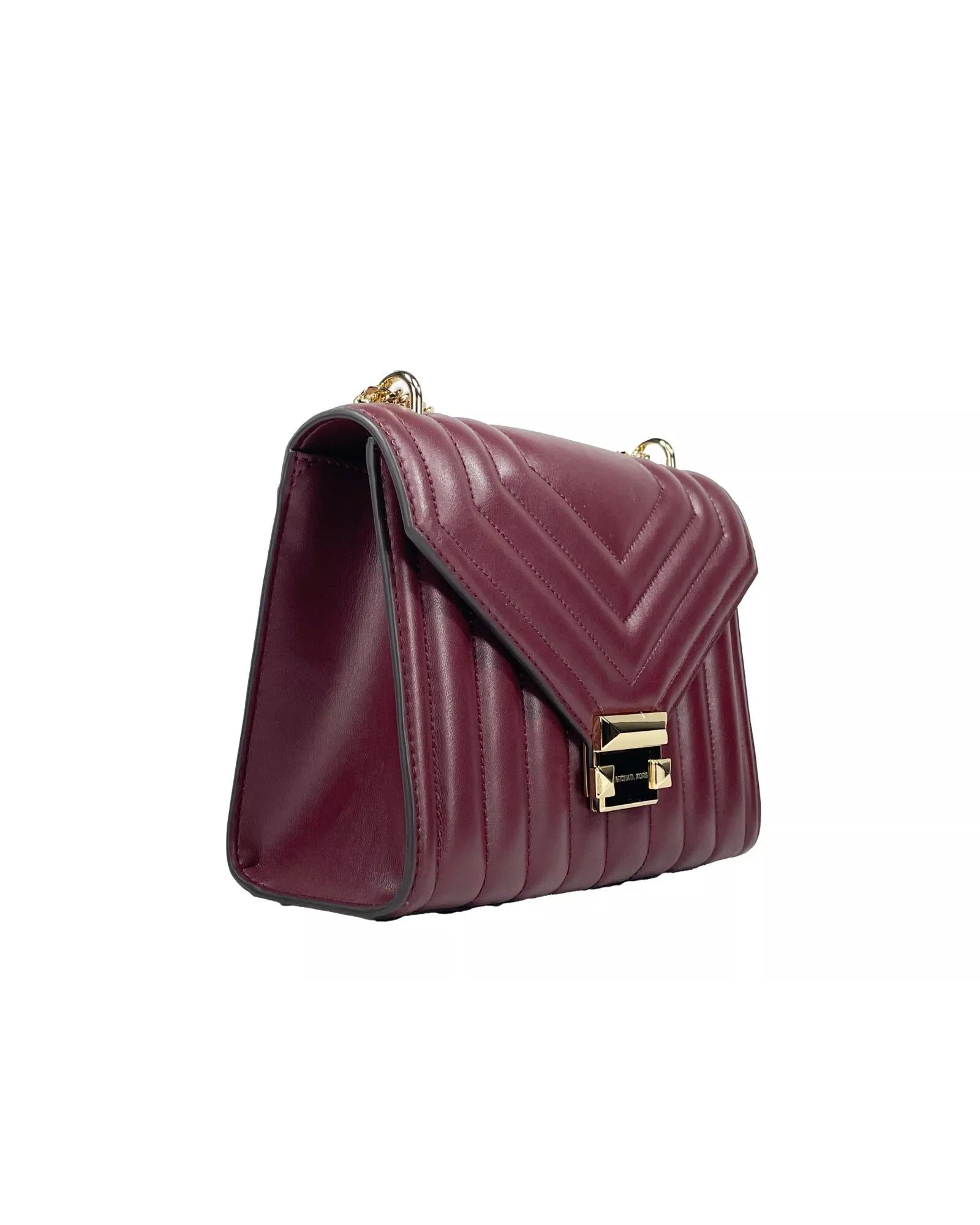 Michael Kors Women's Whitney Medium Chain Shoulder Flap Crossbody Oxblood - One Size 4