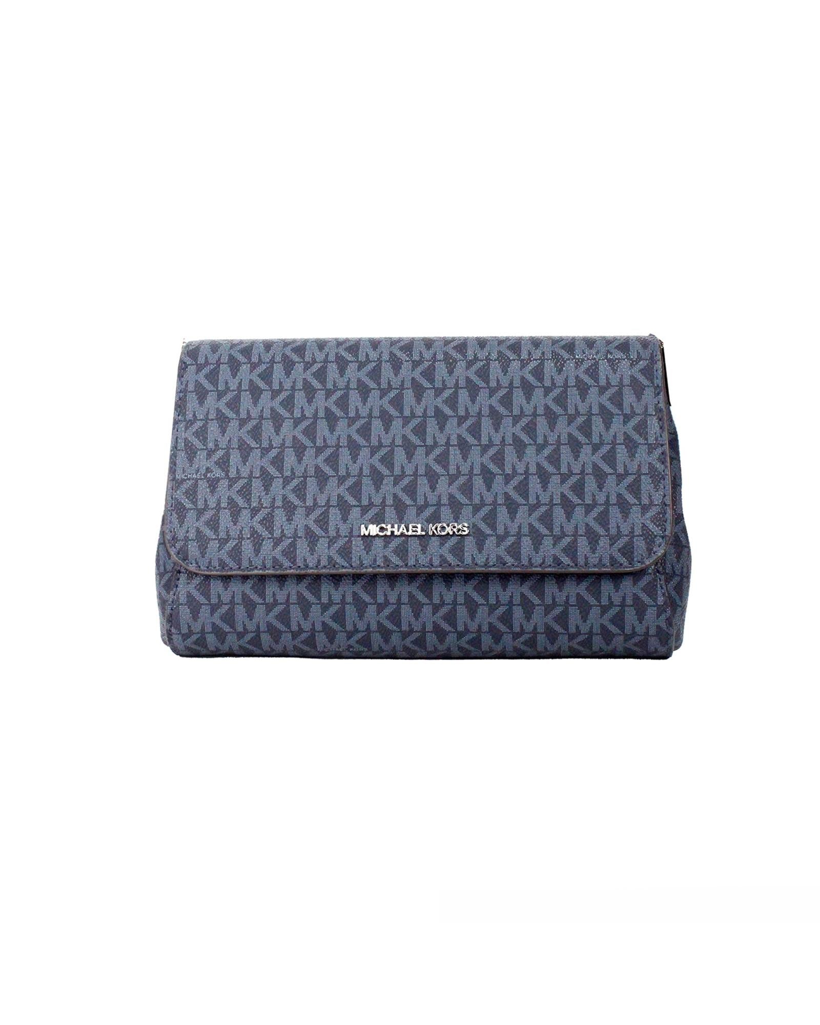 Michael Kors Women's Jet Set Medium Navy Blue PVC Convertible Pouchette Crossbody Bag - One Size