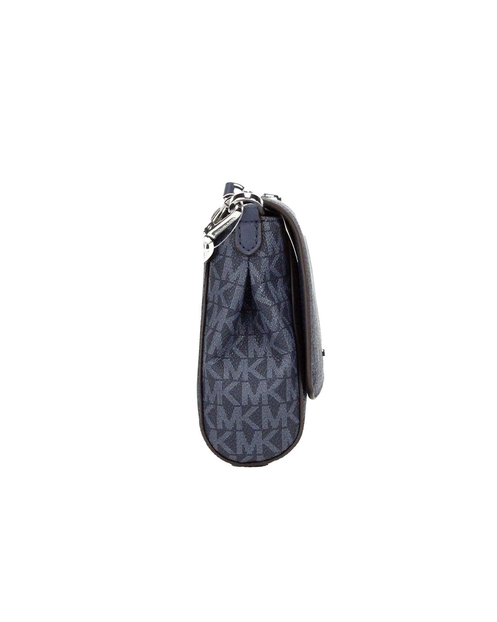 Michael Kors Women's Jet Set Medium Navy Blue PVC Convertible Pouchette Crossbody Bag - One Size