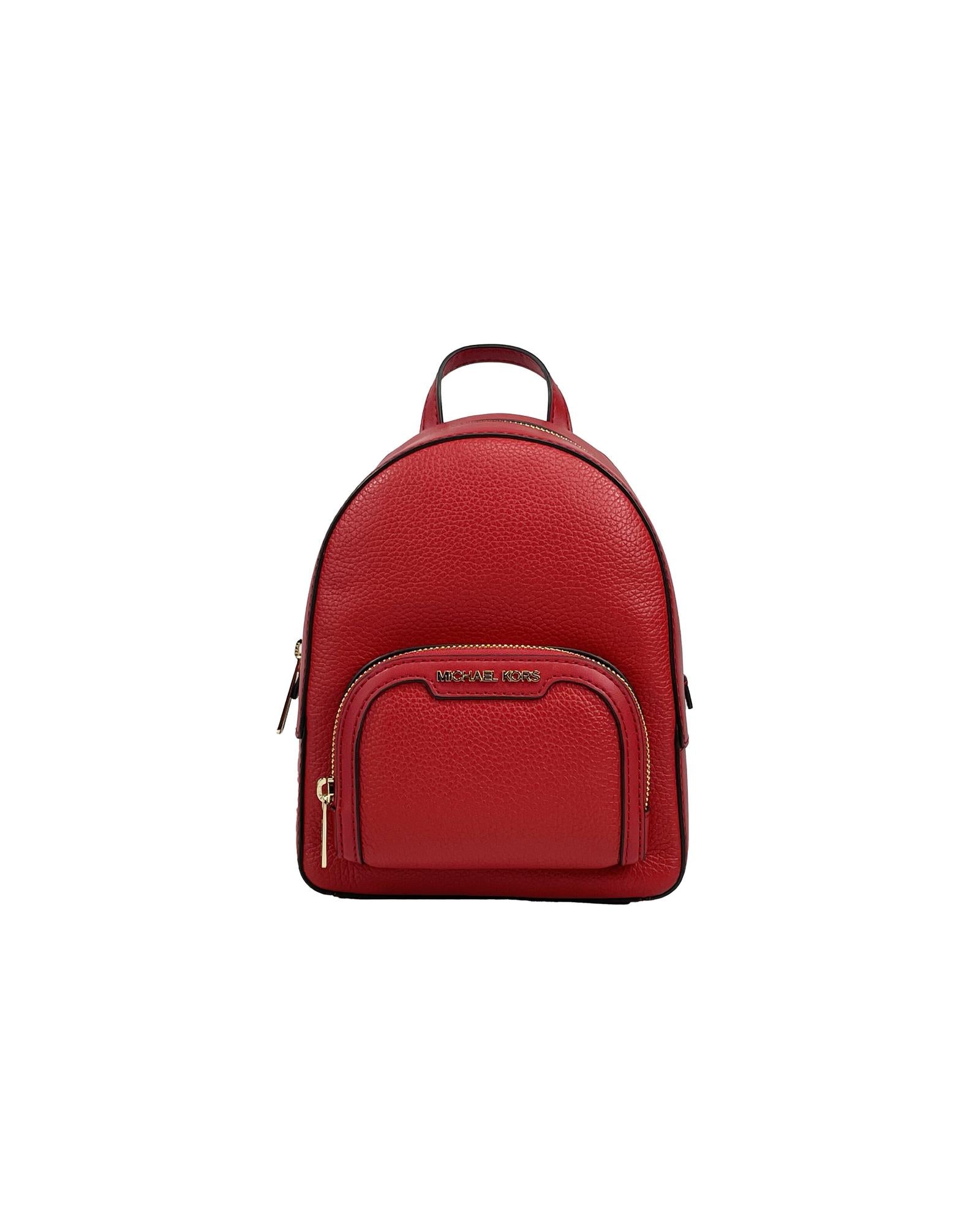 Michael Kors Women's Jaycee Mini XS Leather Zip Pocket Backpack Red - One Size