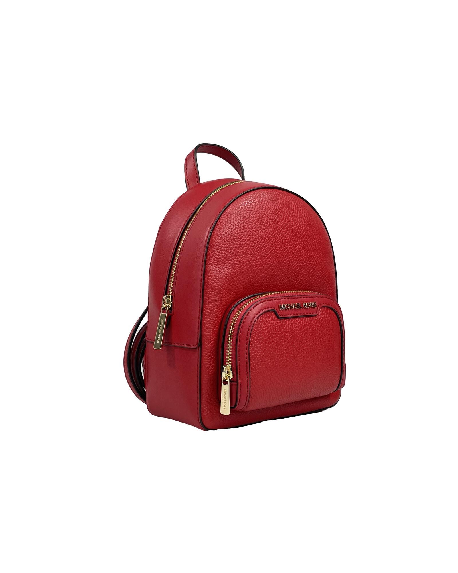 Michael Kors Women's Jaycee Mini XS Leather Zip Pocket Backpack Red - One Size