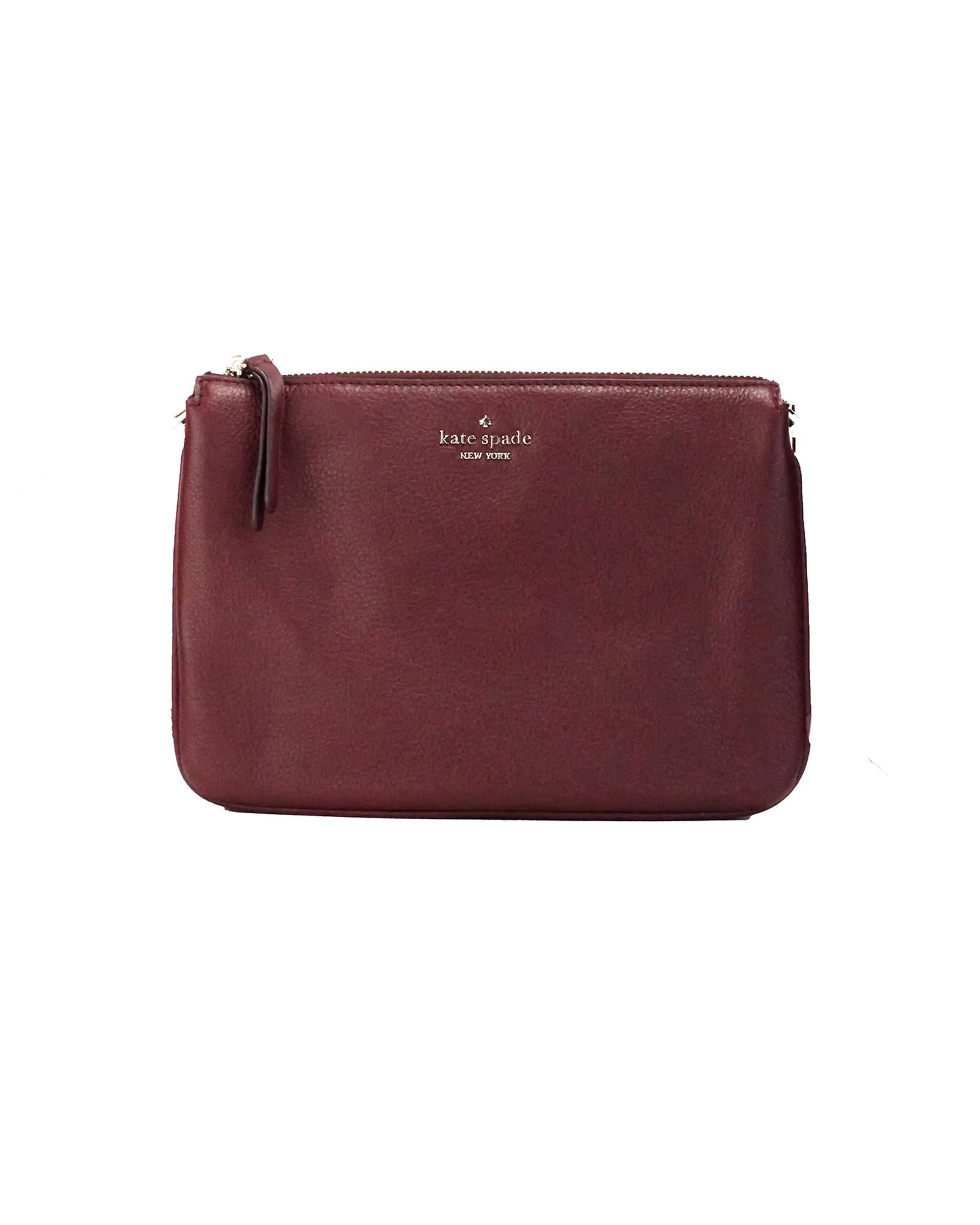 Kate Spade Women's Jackson Cherrywood Leather Triple Gusset Crossbody Handbag Purse - One Size