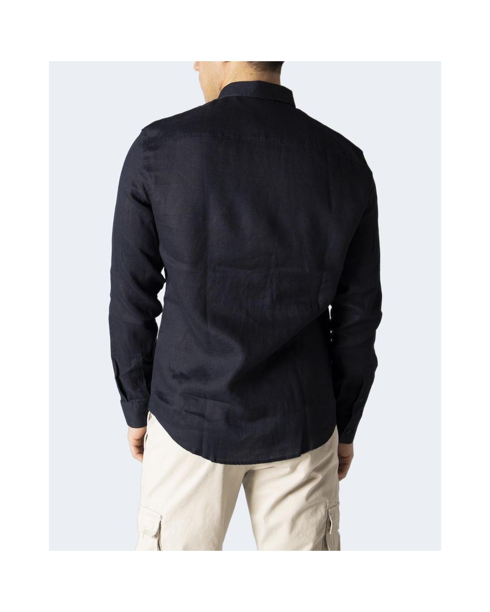 Armani Exchange Men's Blue Linen Shirt - 44 IT 4