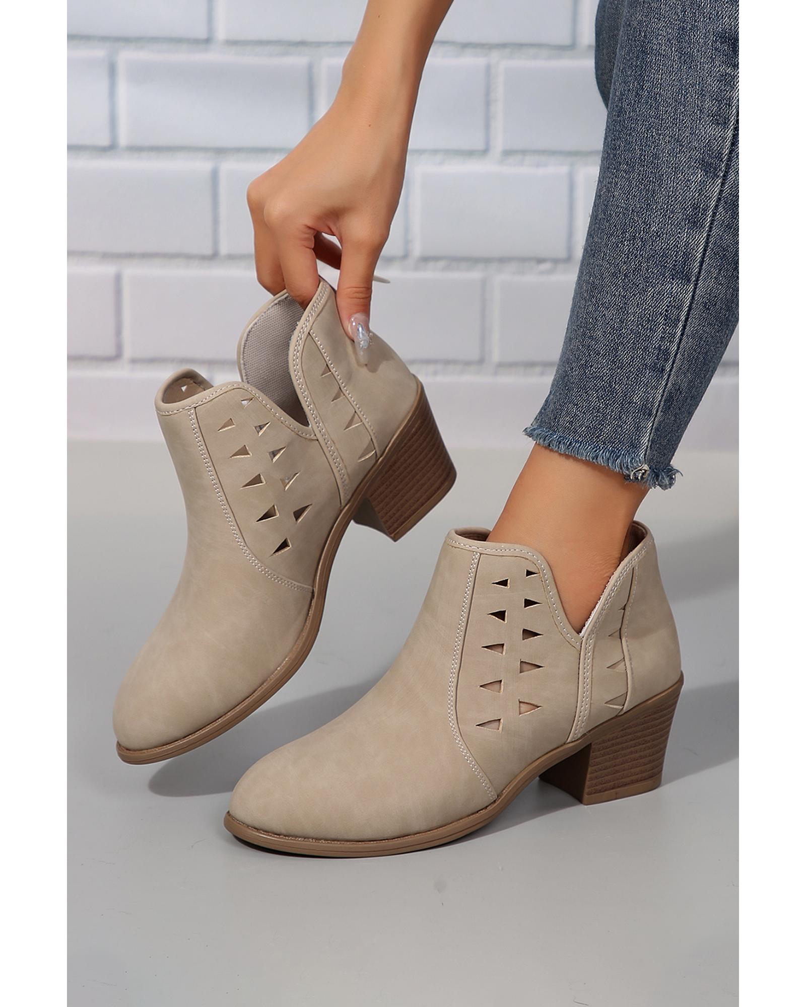 Parchment Cut Out Suede Pointed Toe Heeled Ankle Boots - 42 EU 7