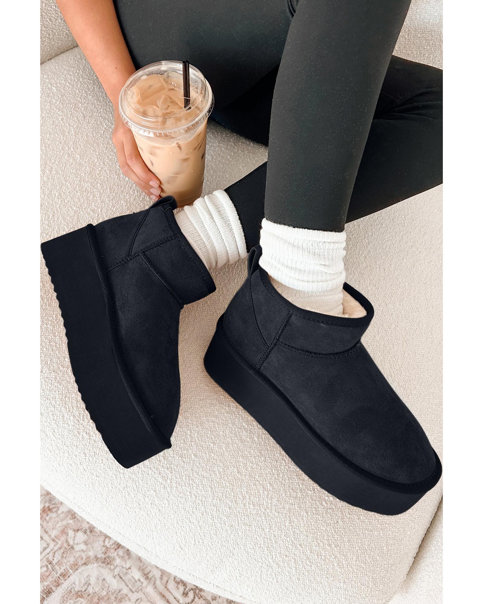 Black Faux Fur Lined Suede Ankle Snow Boots - 37 EU 5