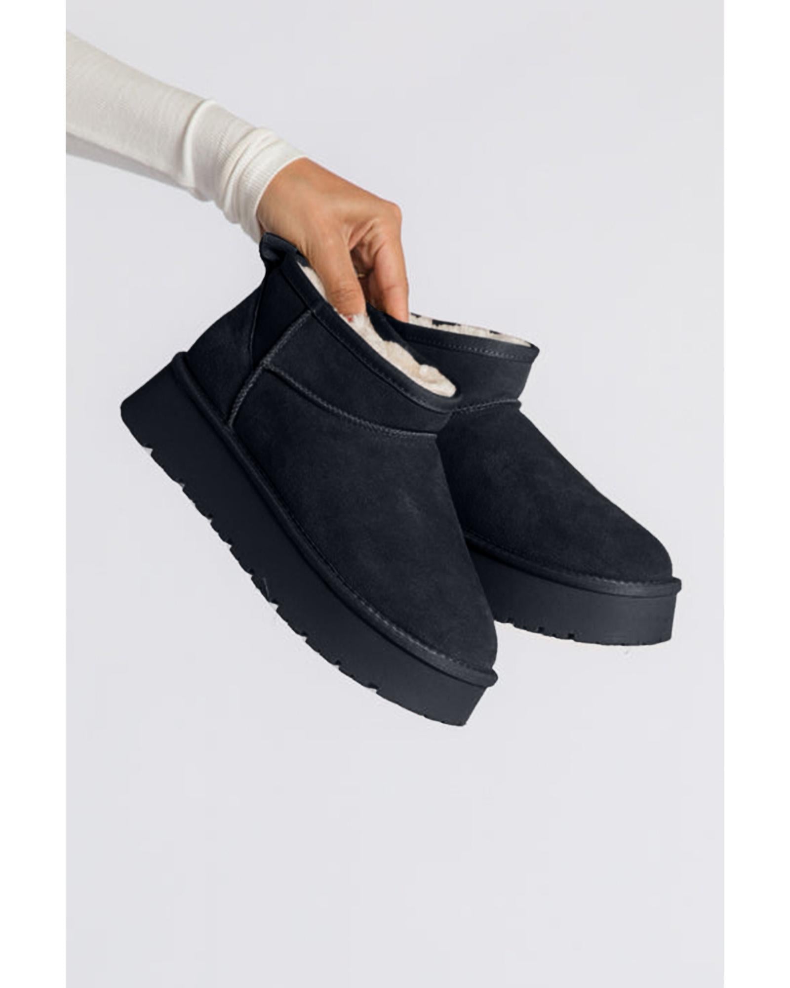 Black Faux Fur Lined Suede Ankle Snow Boots - 38 EU 4