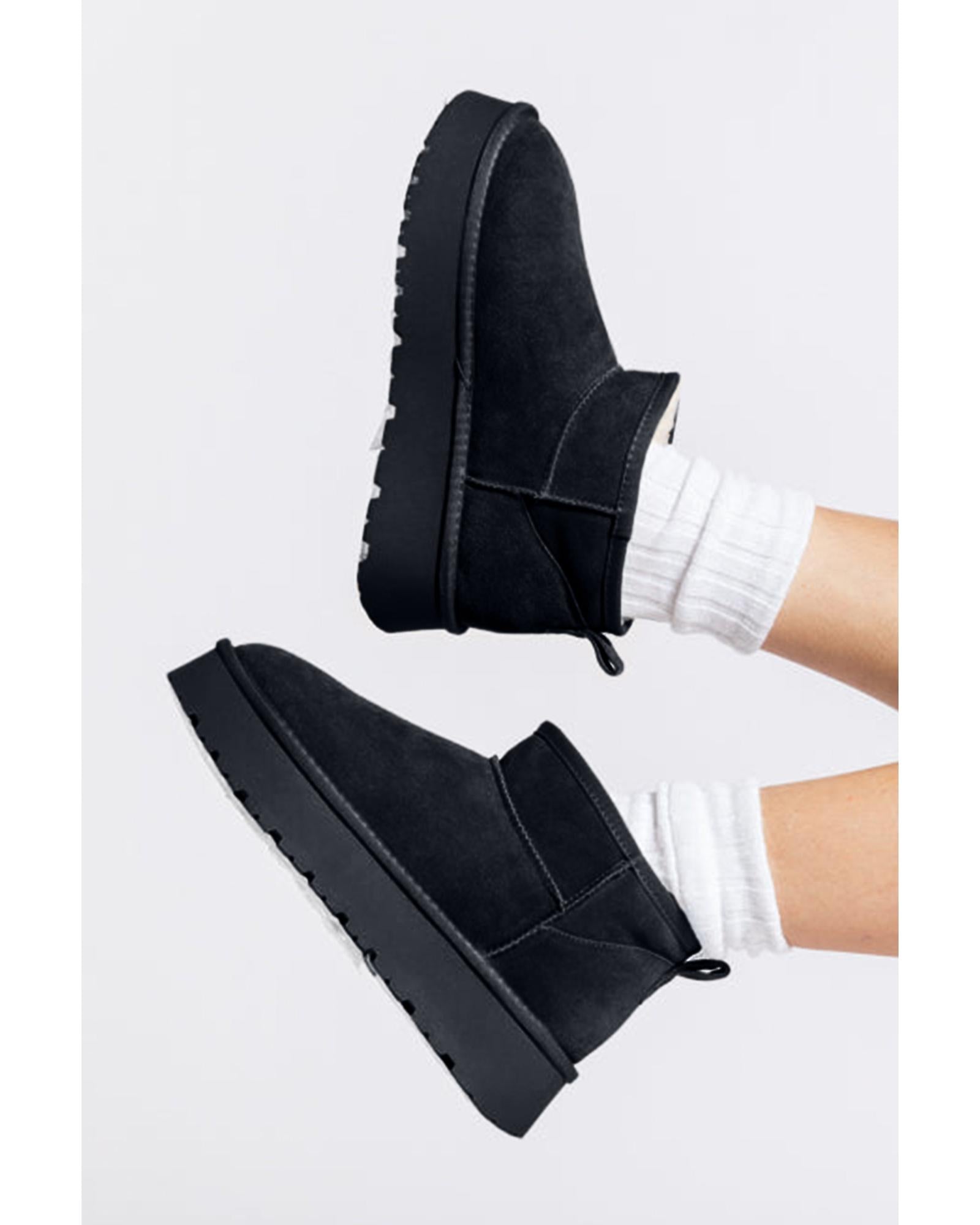 Black Faux Fur Lined Suede Ankle Snow Boots - 41 EU 5
