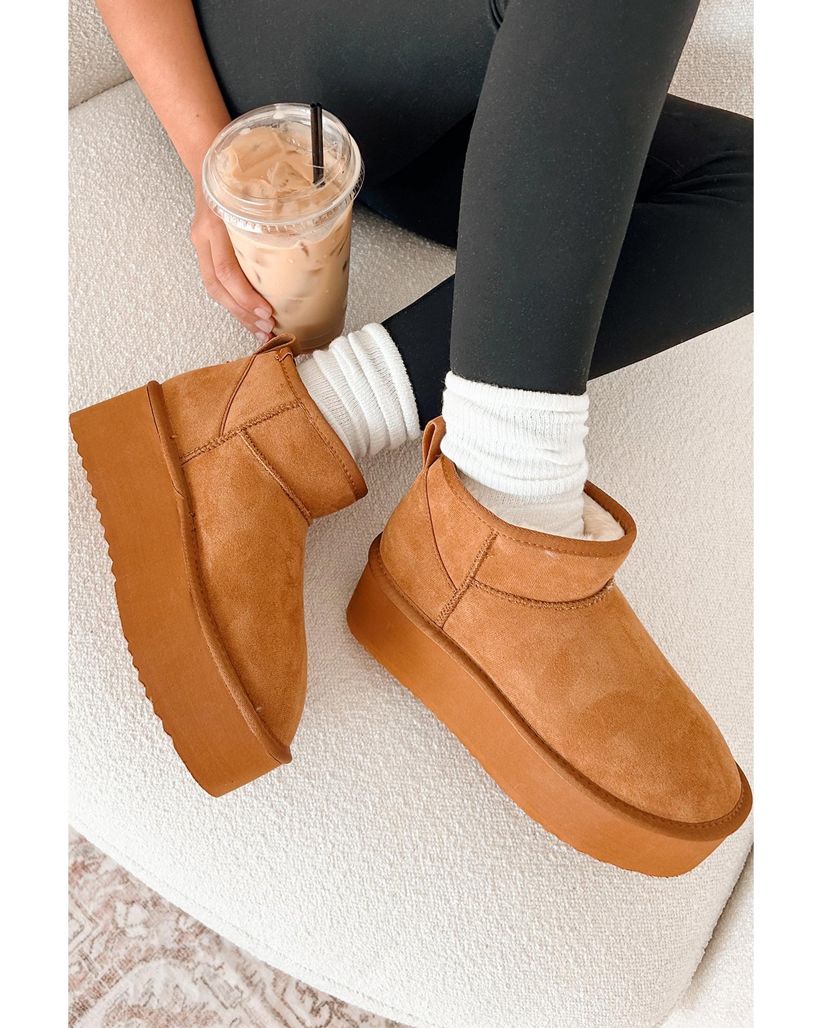 Chestnut Faux Fur Lined Suede Ankle Snow Boots - 37 EU 8