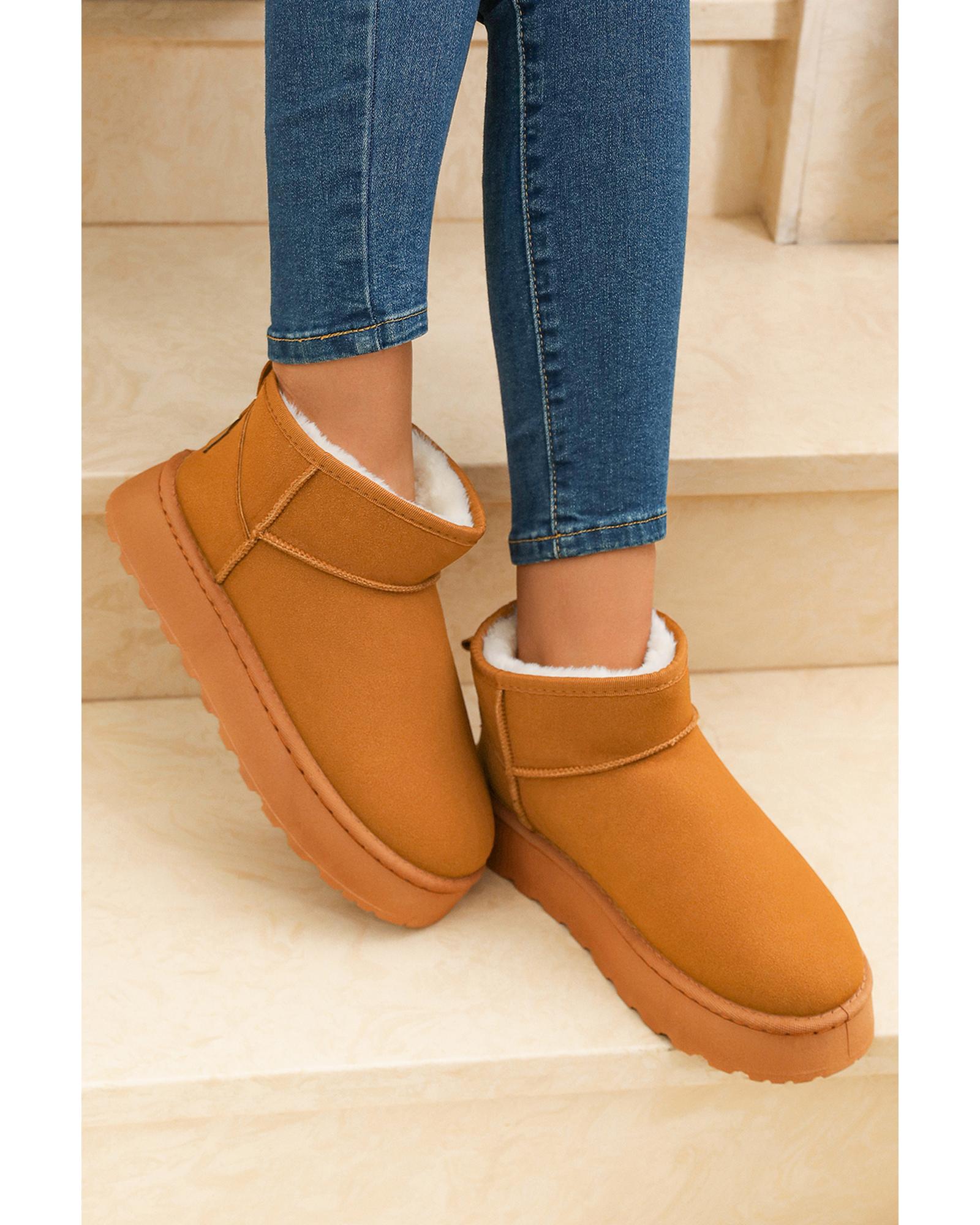 Chestnut Faux Fur Lined Suede Ankle Snow Boots - 38 EU 4