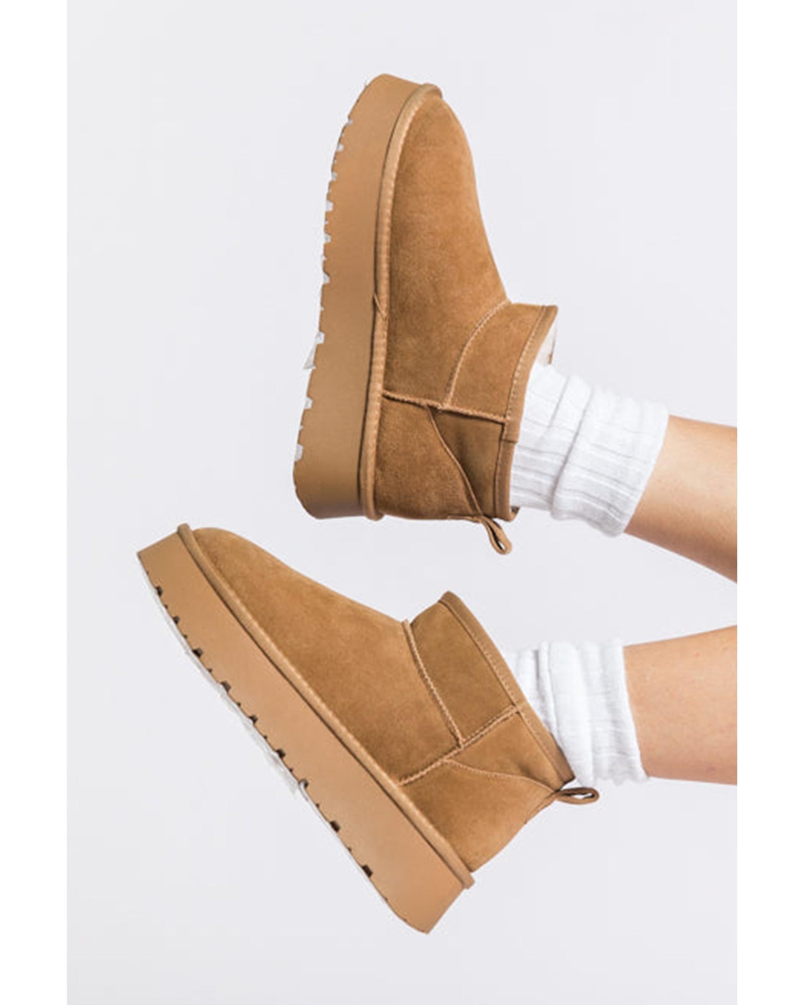 Chestnut Faux Fur Lined Suede Ankle Snow Boots - 38 EU 5