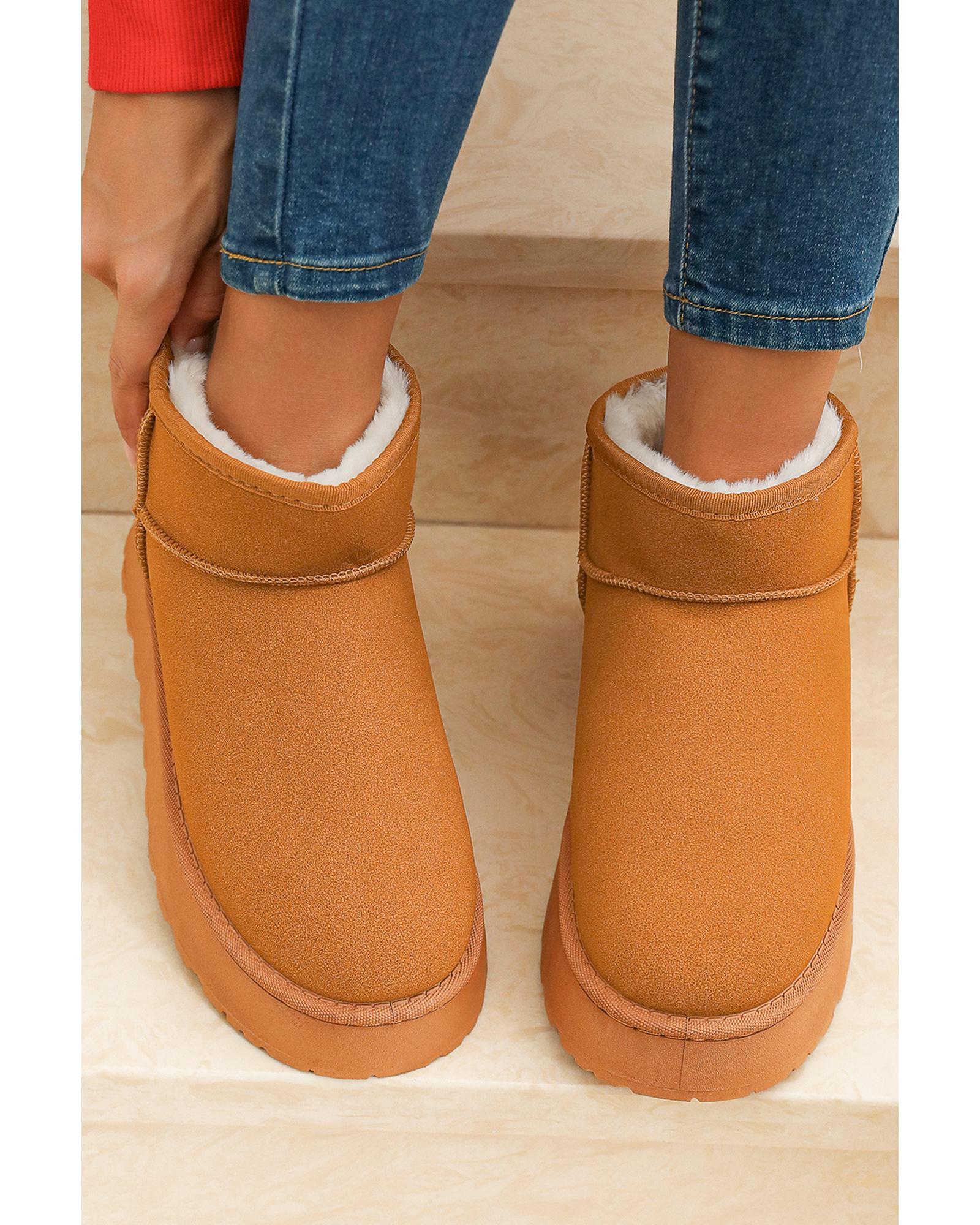 Chestnut Faux Fur Lined Suede Ankle Snow Boots - 41 EU 5
