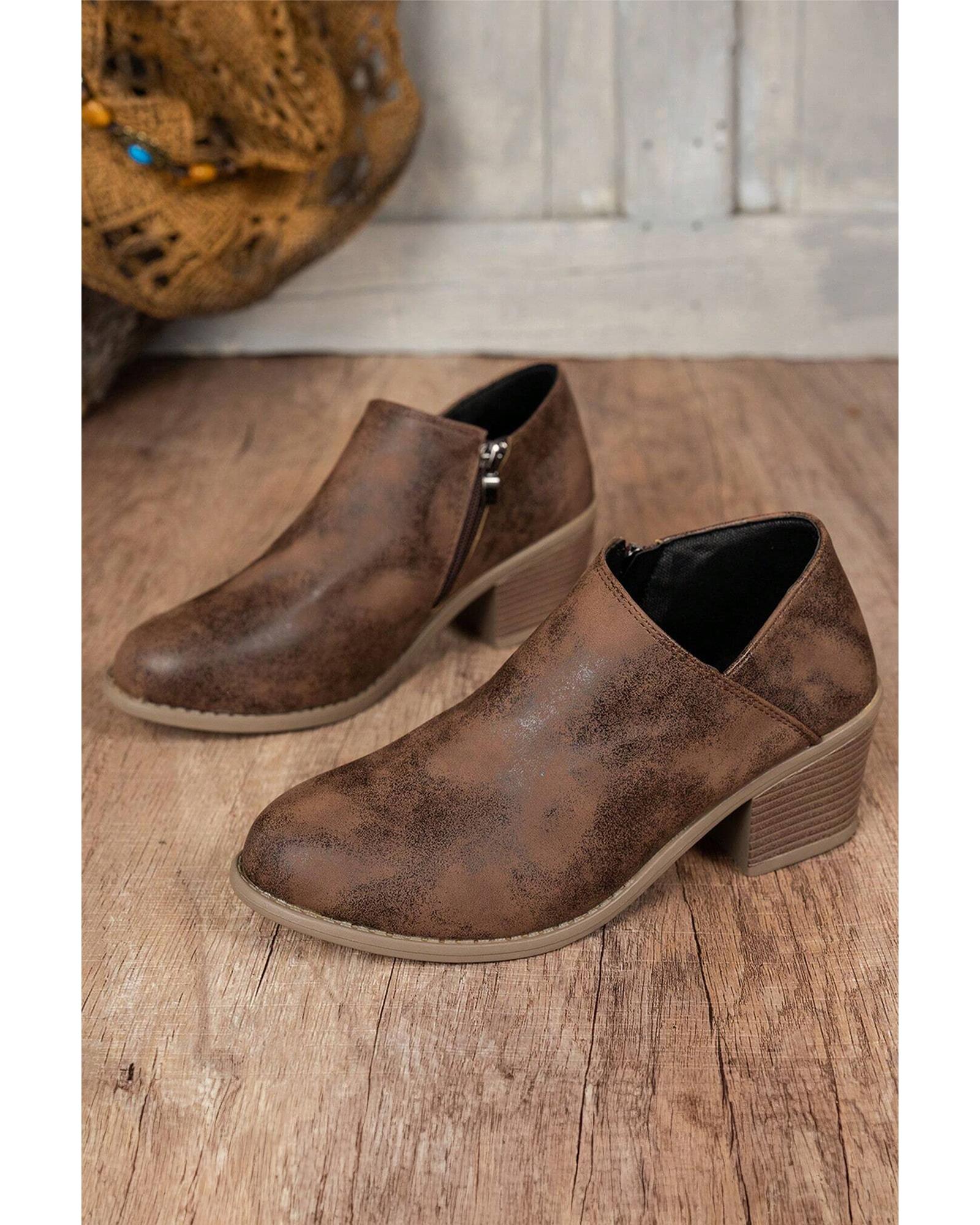 Coffee Tulip Opening Suede Ankle Boots - 37 EU